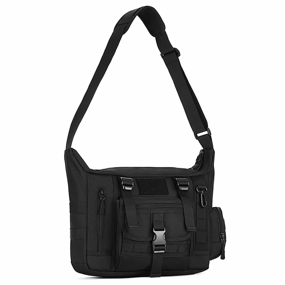 Mochila de Hombro Militar Táctical Impermeable Negro Bolso de Bandolera Múltiple Función