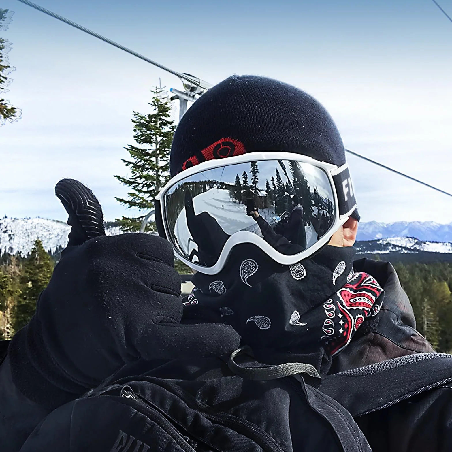 Findway Gafas de Esquí Máscara Snowboard Nieve Espejo OTG Casco Anti Niebla Protección UV