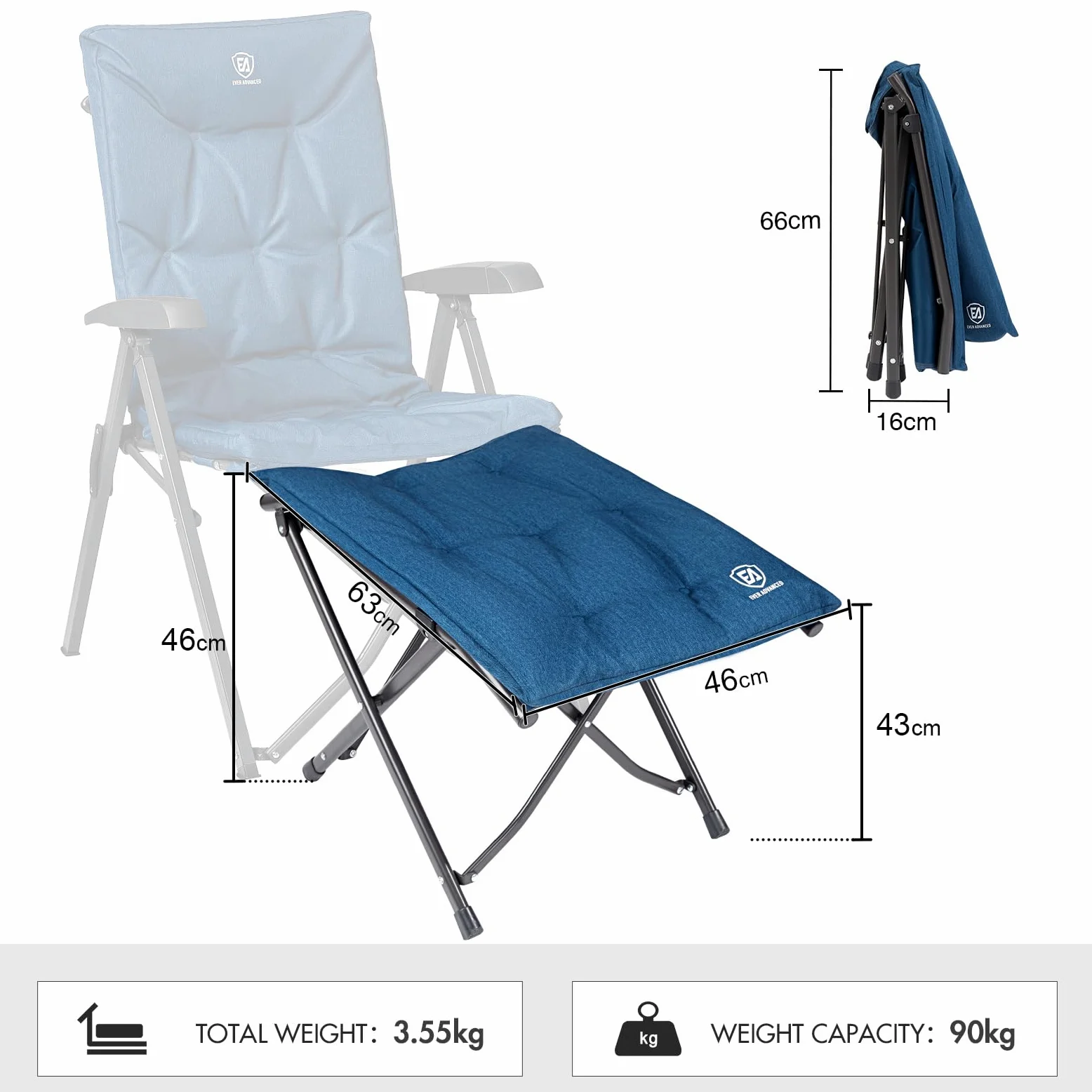 EVER ADVANCED Reposapiés plegable para camping otomanas ergonómicas con bolsa de transporte ligero
