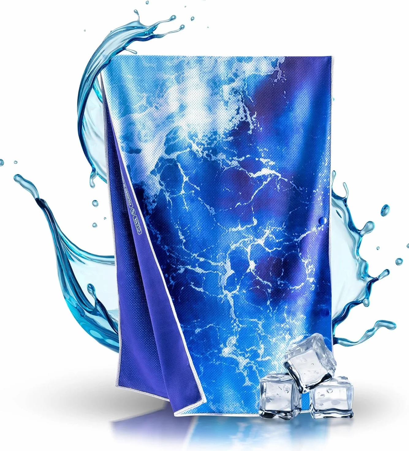 Toalla Refrescante 90×30 cm con Botones a Presión UPF 50+ para Deporte y Calor