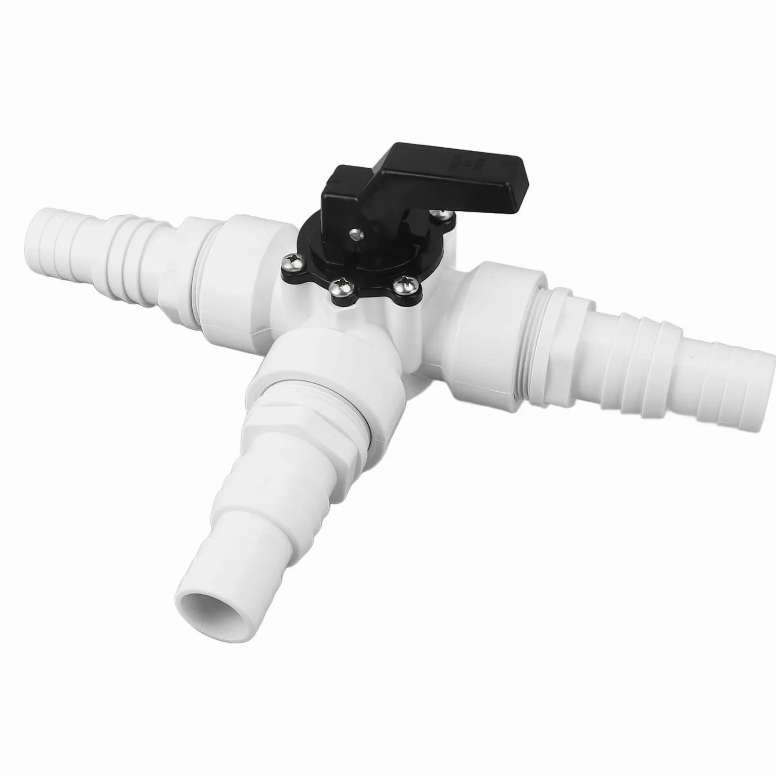 Dilwe Válvula de Agua Desviadora de 3 Vías para Uso Eficiente en Jardín y Piscina Adaptador de Manguera de PVC ABS Duradero de 1,25" y 1,5"