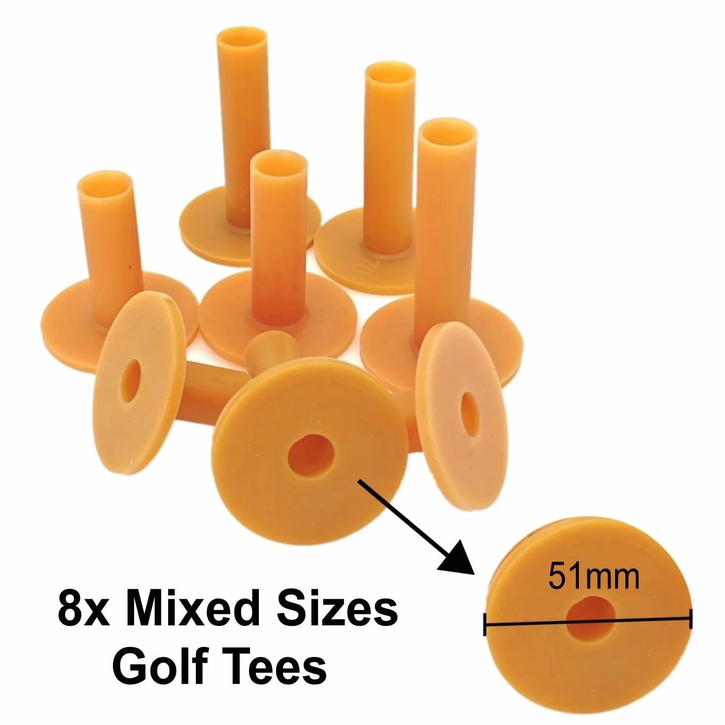 JZK 8x tees golf goma suave varios tamaños 35-80mm para tapete práctica campo