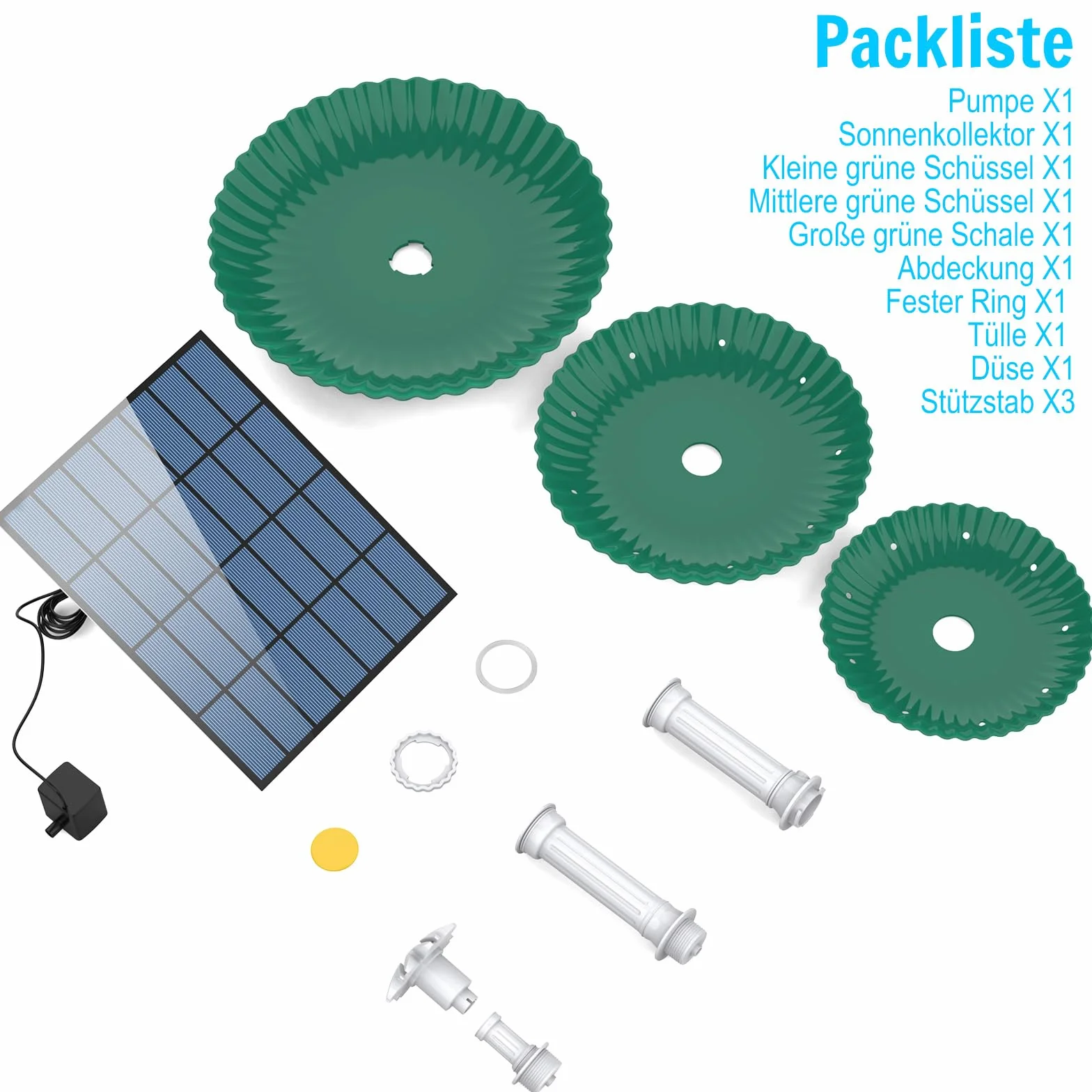AISITIN - Fuente Solar para baño de pájaros, 3,5 W, 3 Niveles, Desmontable Fuente Solar para baño de pájaros, jardín Fuente, decoración de jardín, comedero, pájaros