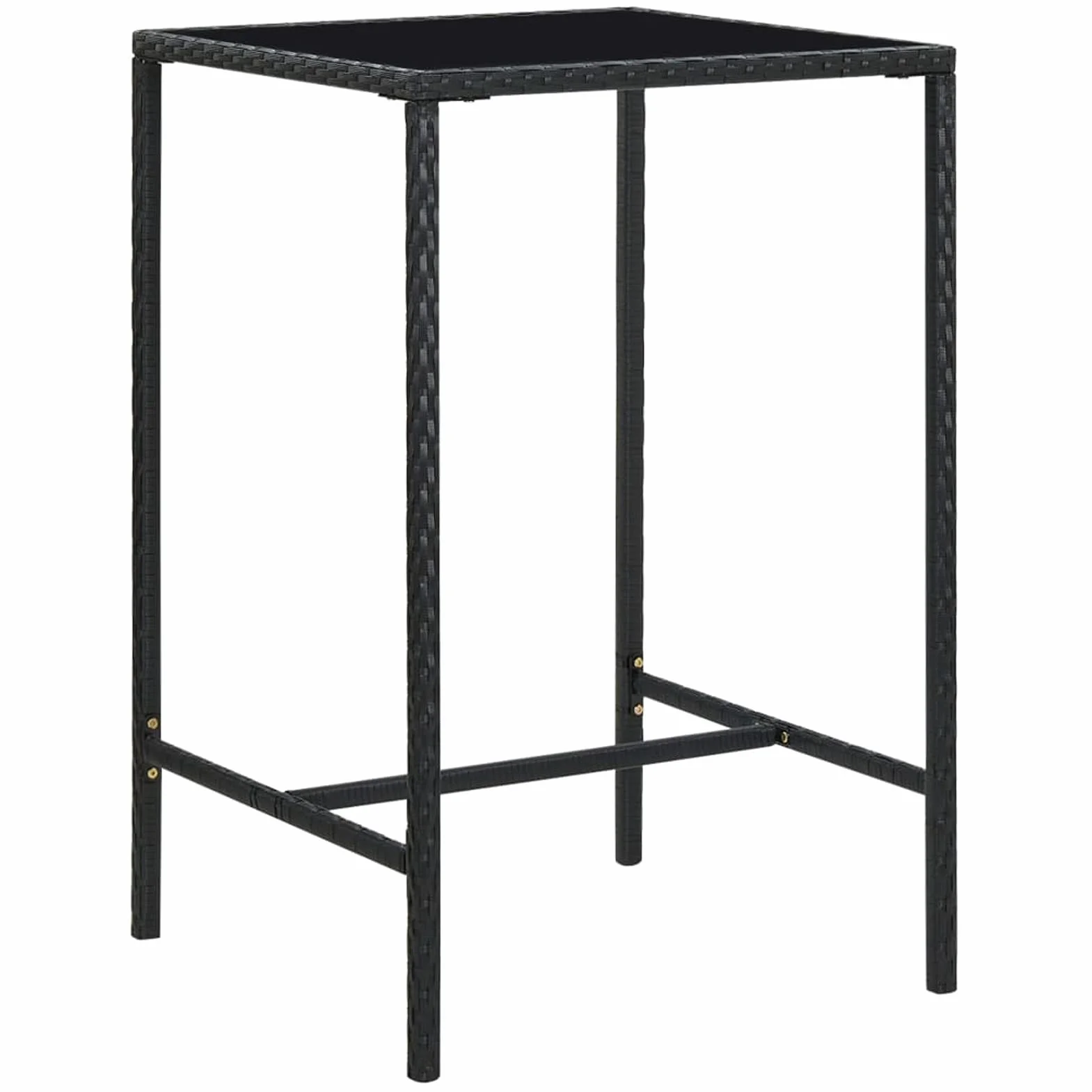 Deufre Muebles de Bar Jardín Exterior 5 pzas,Mesa y Sillas Jardín de Ratán,Mesa y Sillas Exterior,Mesa y Sillas de Bar,Conjunto Mesa y Sillas con Cojines para Jardin y Terraza Negro