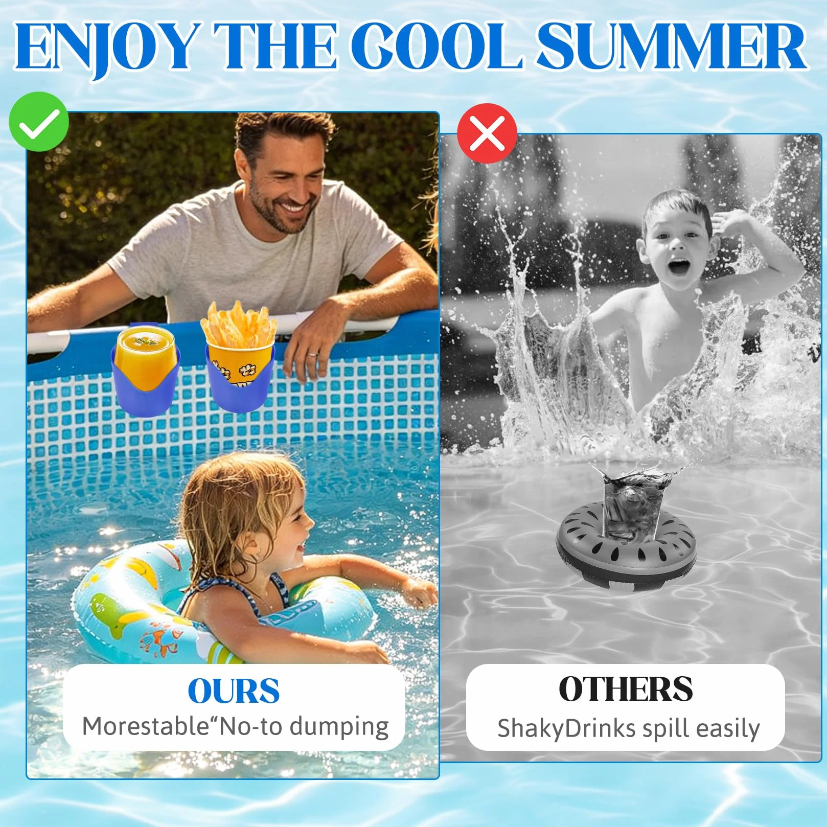 Juego de 6 portavasos para Piscina, de plástico, para Bebidas y Cerveza, Accesorios multifuncionales para Piscinas, Ideales para Bebidas y teléfonos móviles