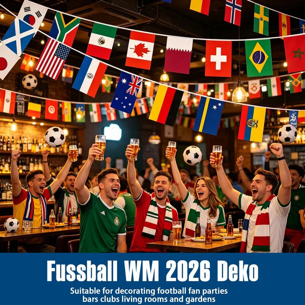 Banderines de 2026 Fútbol de Copa Mundial, Banderas de Mundo 48 Países, Artículos para Aficionados al Fútbol del Mundial 2026, para Fiestas de Fútbol, Bares (14 * 21CM)