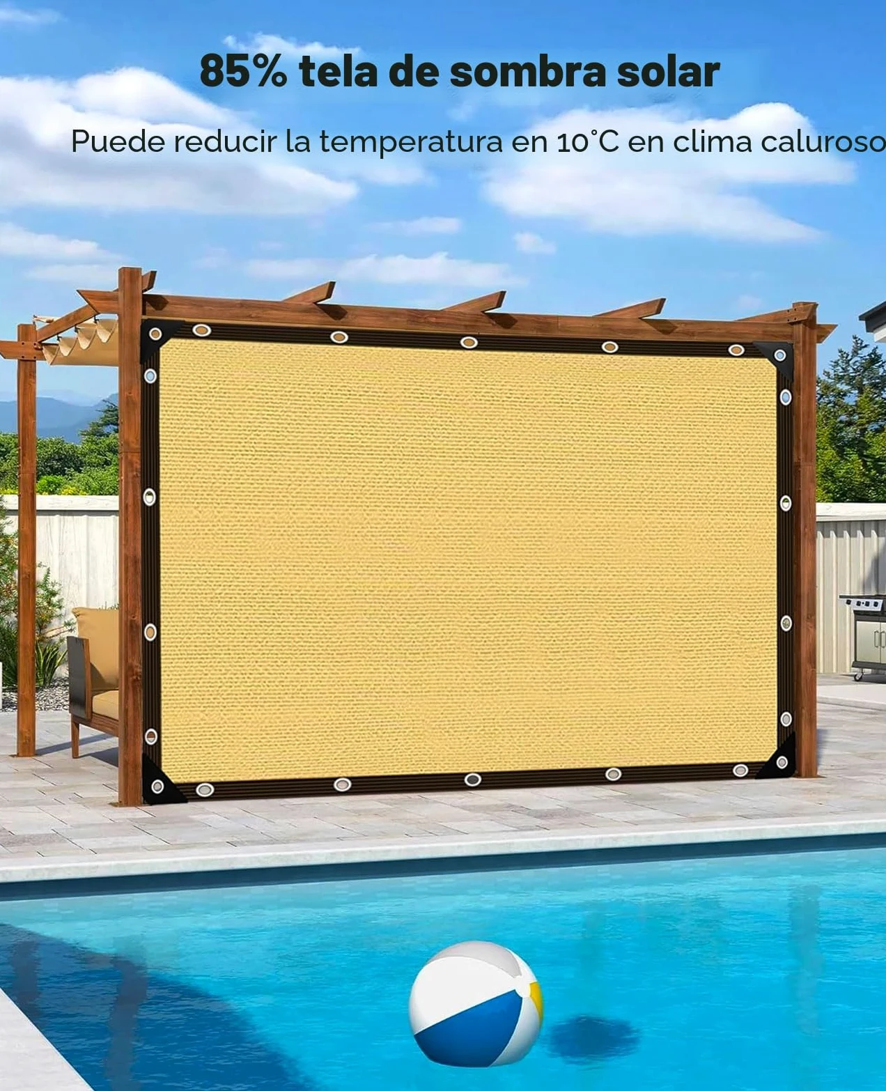 Red de Sombra, Malla Sombra 85% UV Toldo Vela de Sombra, PañO de Sombra Invernaderos Cortavientos para Cubrir con Ojales, para Invernadero/Jardín/Pérgola/Patio Césped
