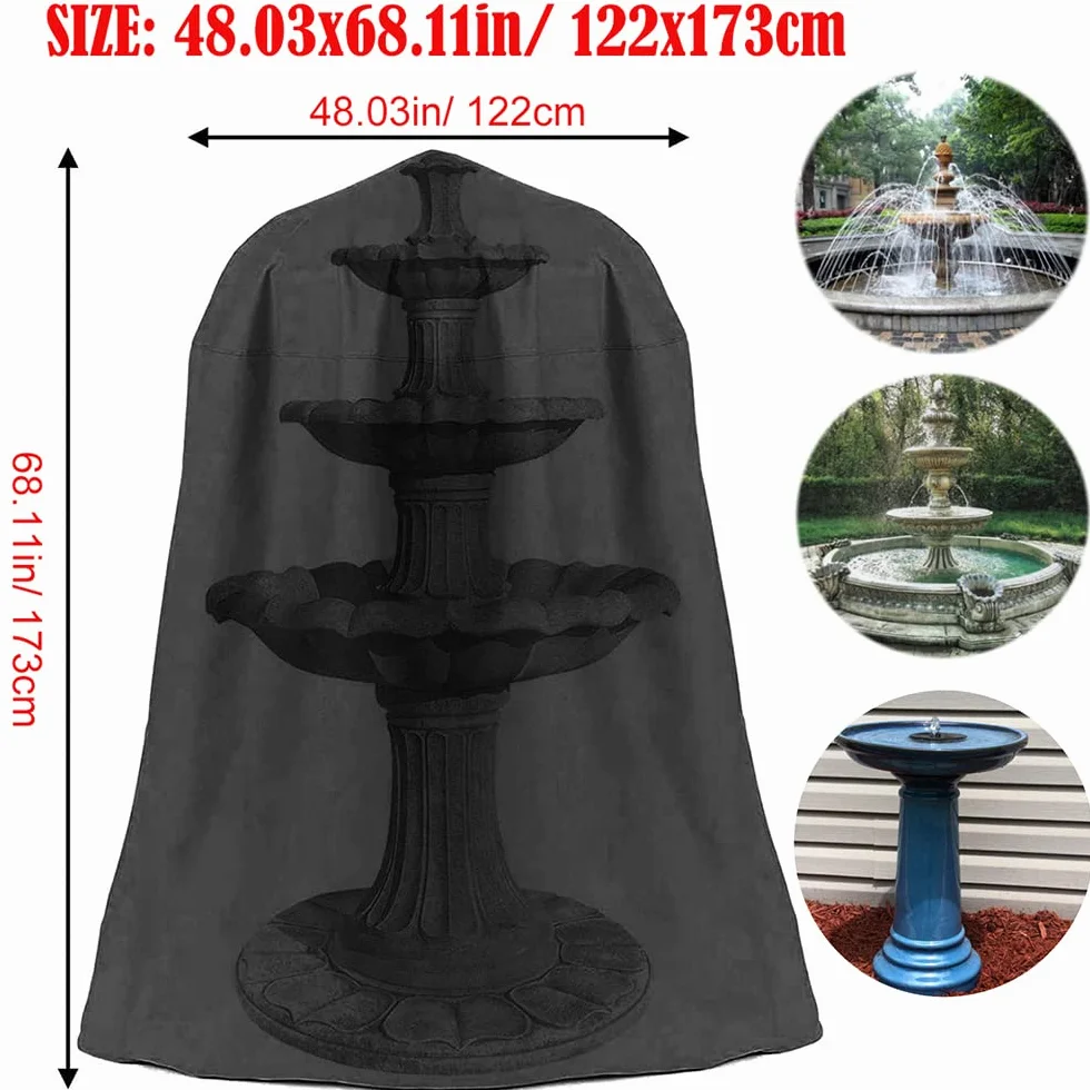 Cubiertas de fuente de jardín al aire libre impermeable a prueba de polvo para el baño de aves cubierta para la estatua de la fuente de agua del patio de invierno, cubierta de fuente de agua de