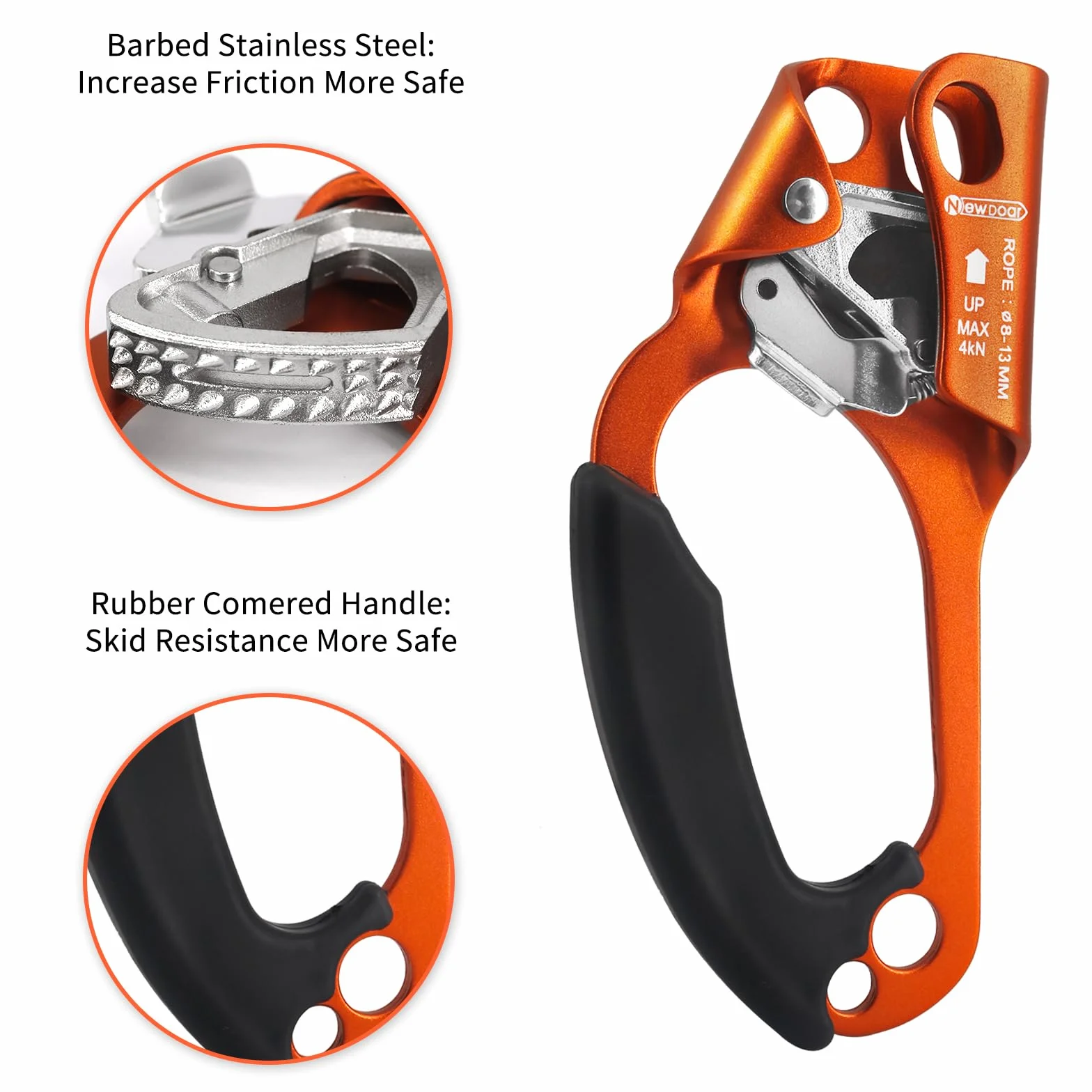 NewDoar Hand Ascender Rock Climbing Tree Arborist Rappel Gear 8~12MM