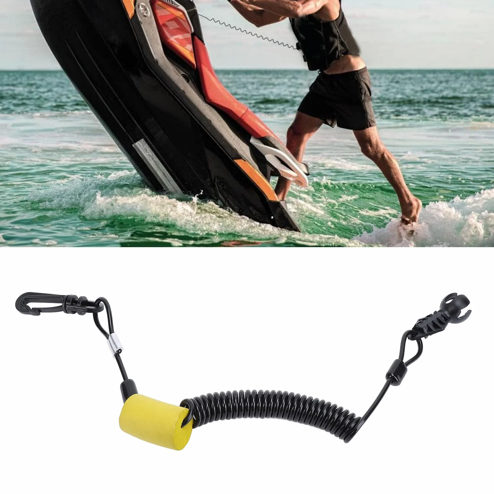 Llave de Capa de Vapor para Jet ski Lanyard Cuerda elástica Anti-Robo Clip de Reemplazo Sea doo GTI GTR GTX Spark
