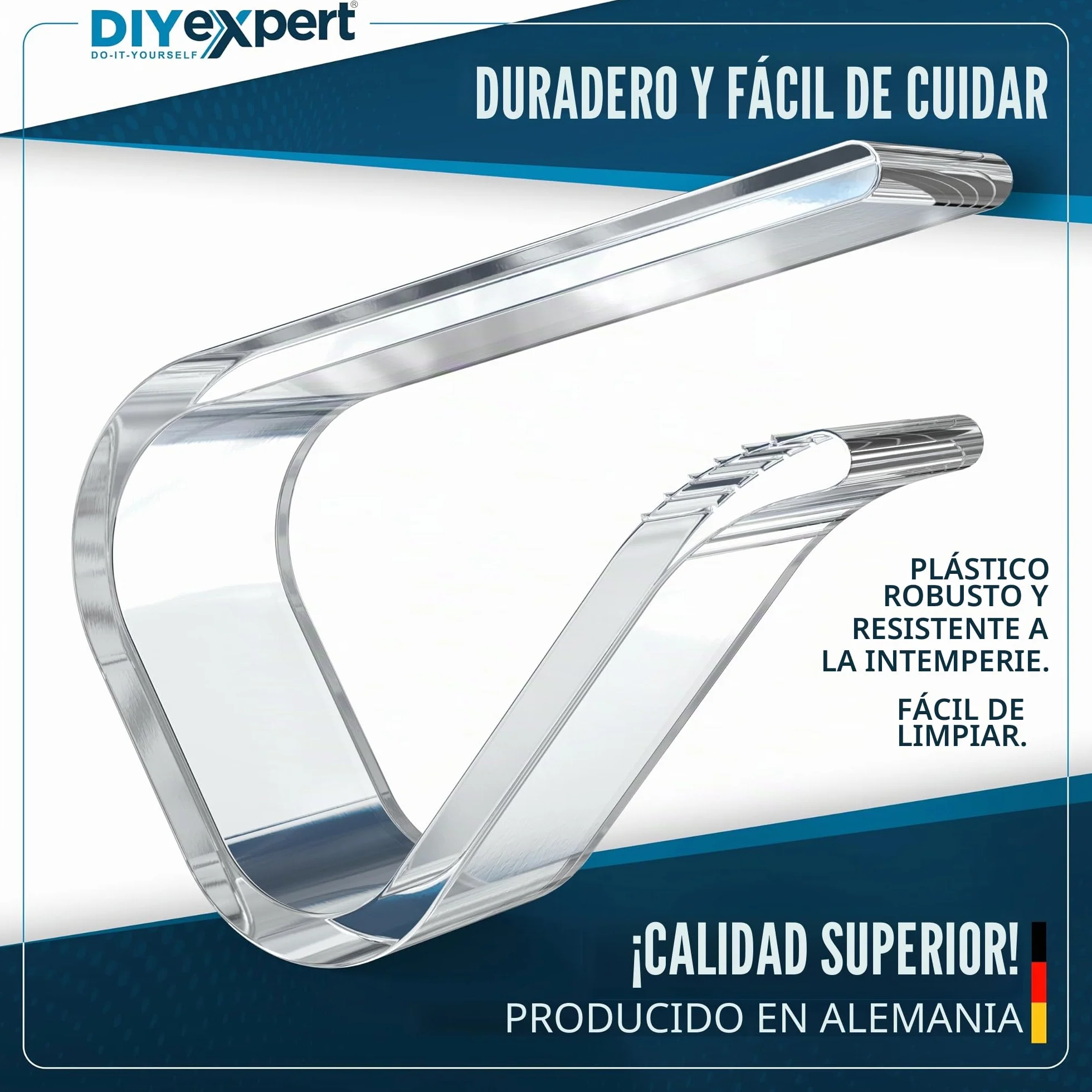 DIYexpert Pinzas para mantel transparentes Fabricado en Alemania [hasta 25 mm] [4 unidades] Pinzas estables para mantel – Resistentes a la intemperie y antideslizantes – Pinzas de mesa para jardín