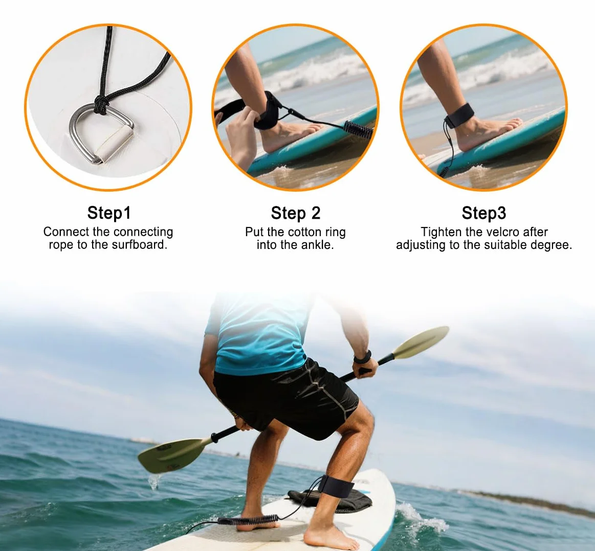 Surf Leash Ajustable TPU Adultos para Longboard 10ft