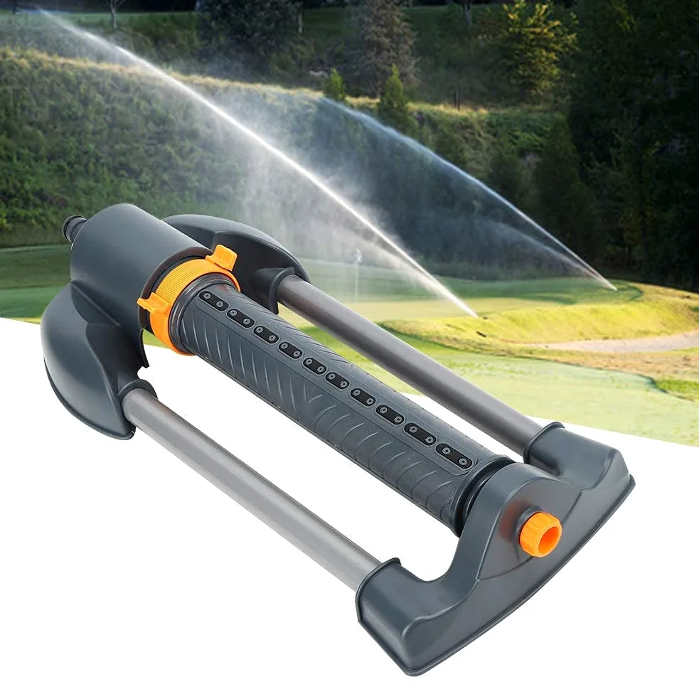 Aspersor de jardín de 20 Orificios Aspersor Giratorio oscilante para césped con Base de Metal Ángulo de rociado Ajustable