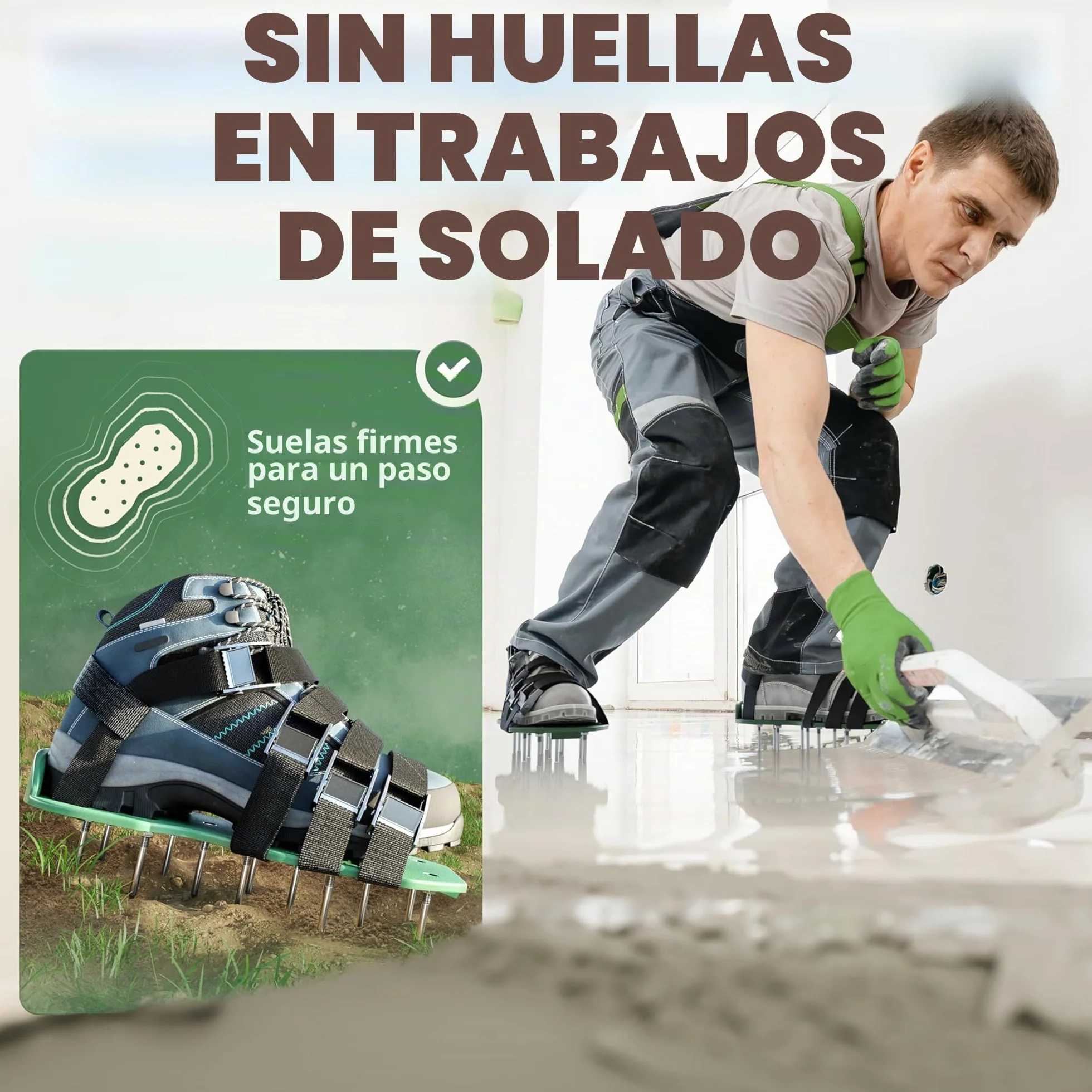 LAINFELD Aireador de césped, zapatos con clavos cortos y largos, aireador de césped con 4 correas, escarificador para césped, zapatos de jardín aerificados.