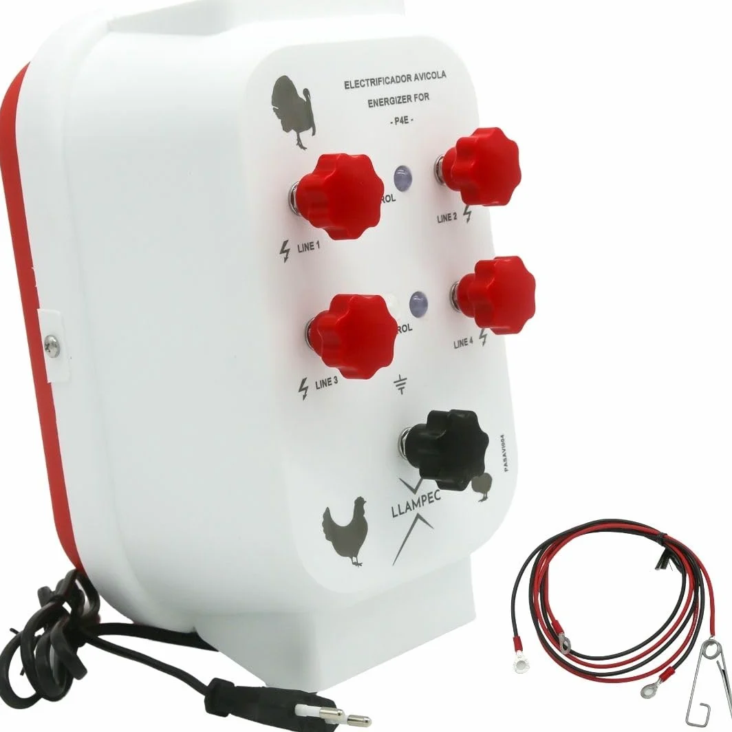 Llampec Pastor Eléctrico Avícola PASAVIO004 – 0,9J y 9.000V – Protección para Comederos y Bebederos en Granjas Avícolas – Evita que las Aves se Posen y Ensucien las Instalaciones – Fabricado en España