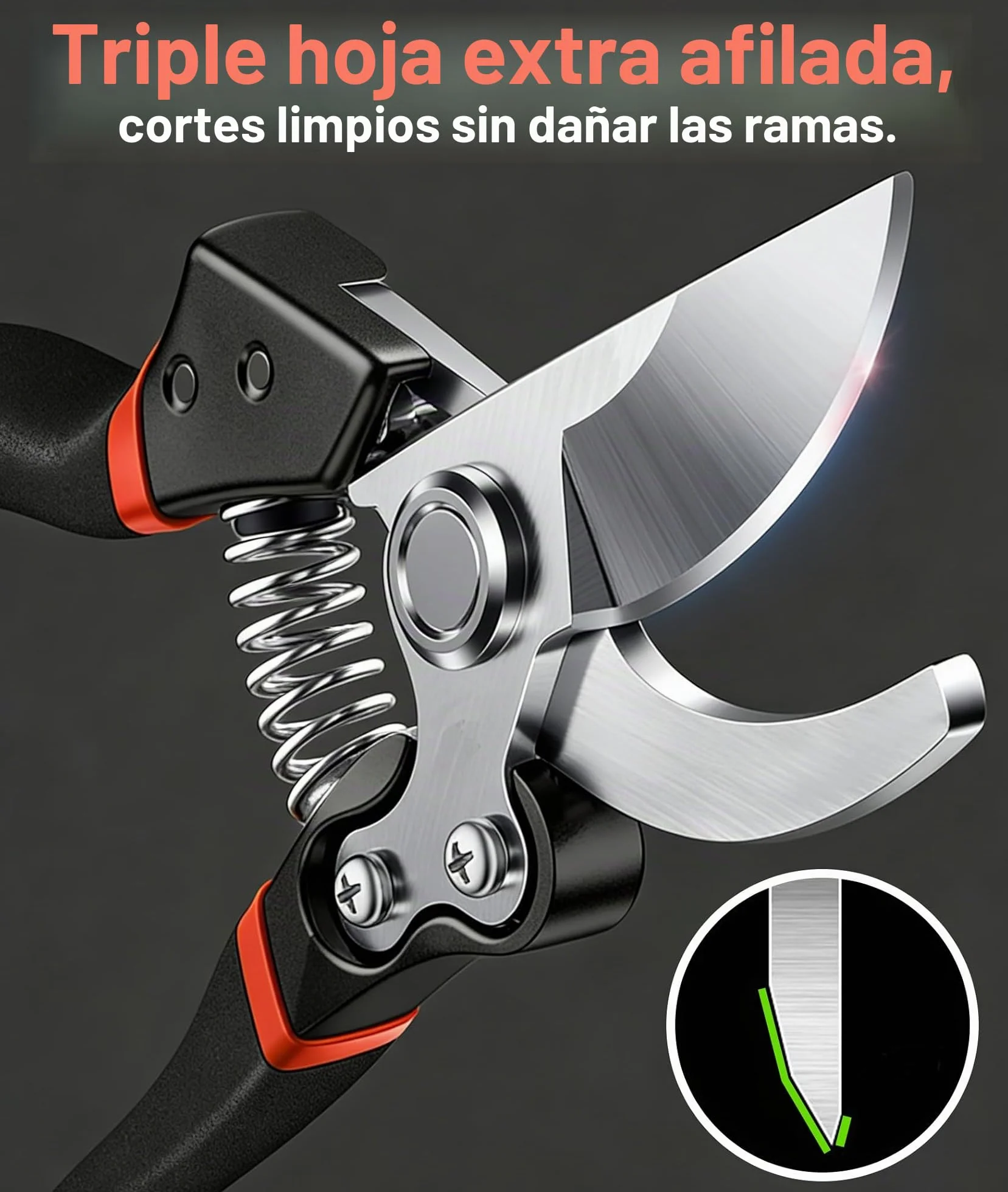 Tijeras de Podar SK-5 Inoxidables con Seguro Bloqueo, Tijeras podar Profesionales Cortan Ramas de 25mm, Herramientas jardineria para Rosas, Arbustos y Bonsáis