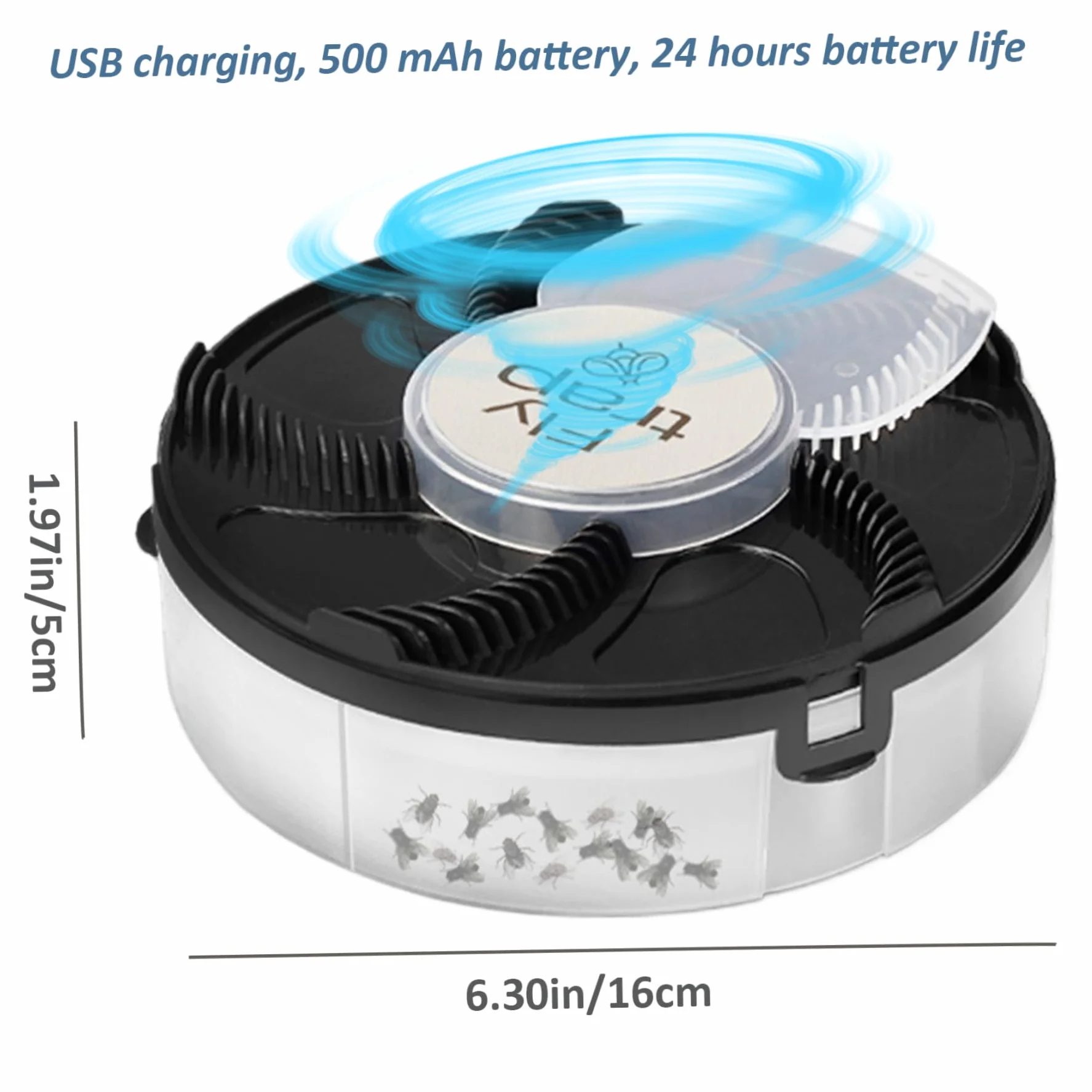 Catcher de Mosca, Trampa de Mosca eléctrica Automática Catcher USB Recargable Potente inofensiva Trap DESPETABLE del Segura ROTACIÓN SILENTE para LA Parte DE Cocina del Dormitorio