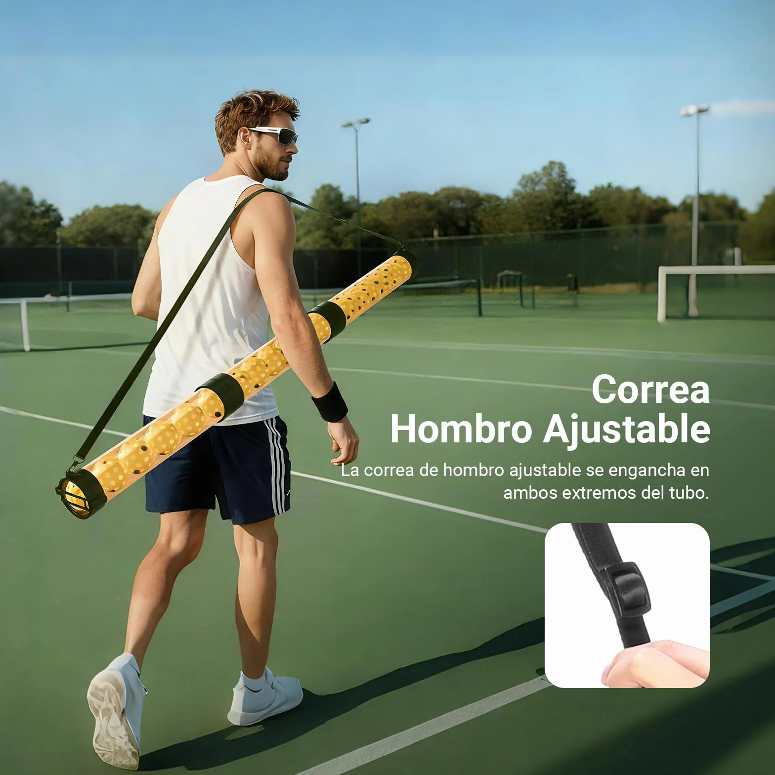 NEEWER Recuperador de Bolas de Tubo 3 Secciones Extraíble Anti-Plegable Colector Superior con Tope Correa de Mano
