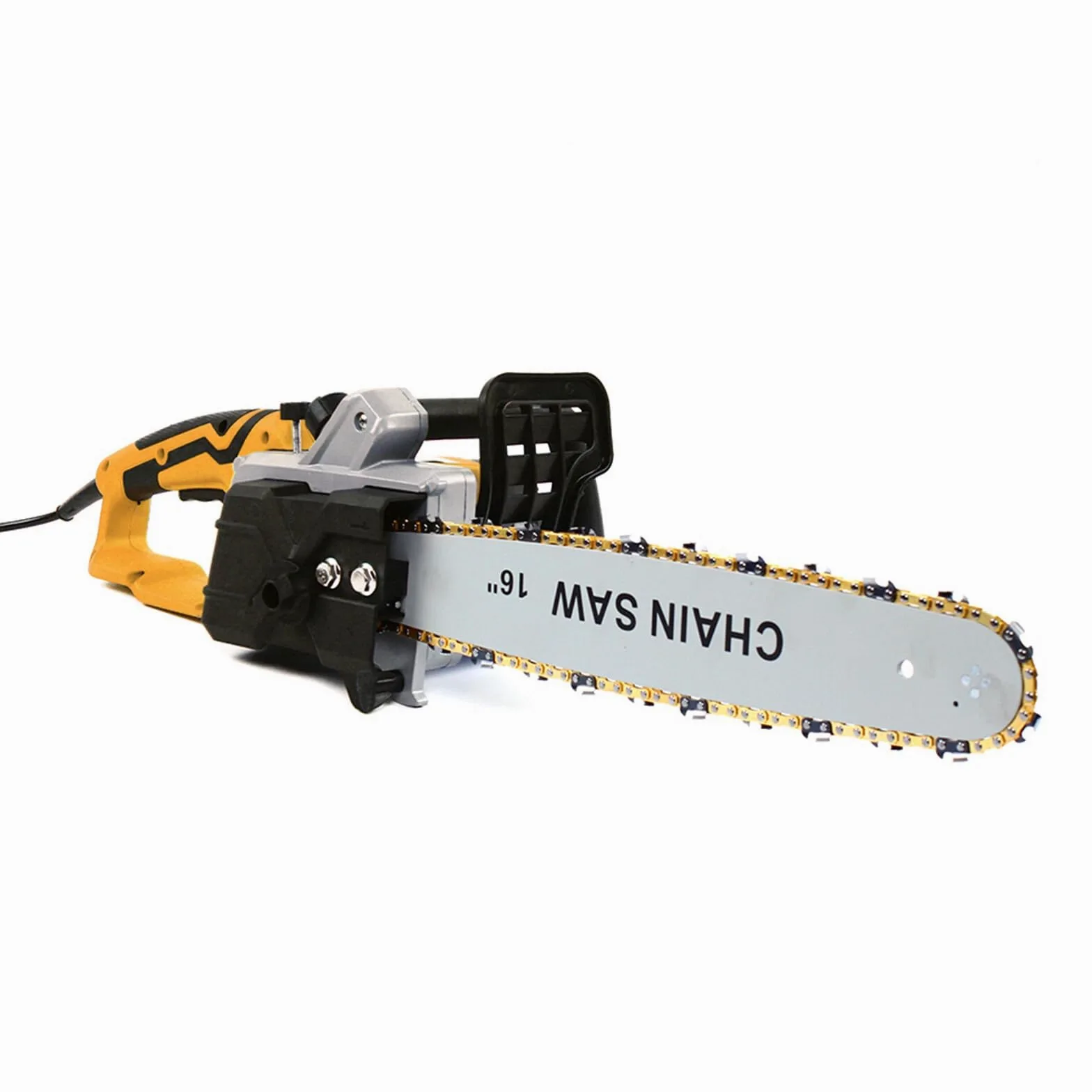 16 Zoll motosierra eléctrica con cable 2000W 800r/min con afilado automático, freno mecánico, bajo rebote, lubricación automática, tensión de cadena sin herramientas para poda (amarillo)