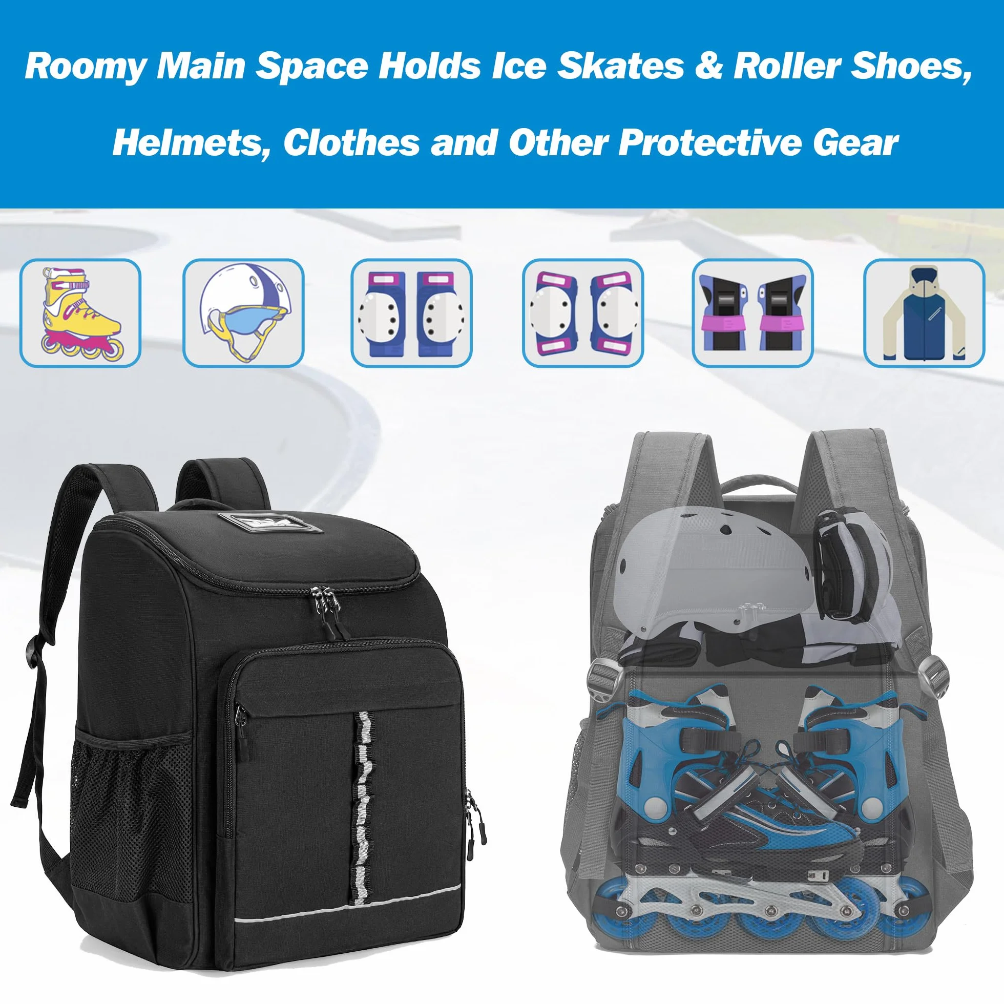 GOBUROS Bolsa para Patines de Ruedas hasta Talla 13 EE. UU., Patines en Línea, Artístico, Quad, Velocidad, Hockey