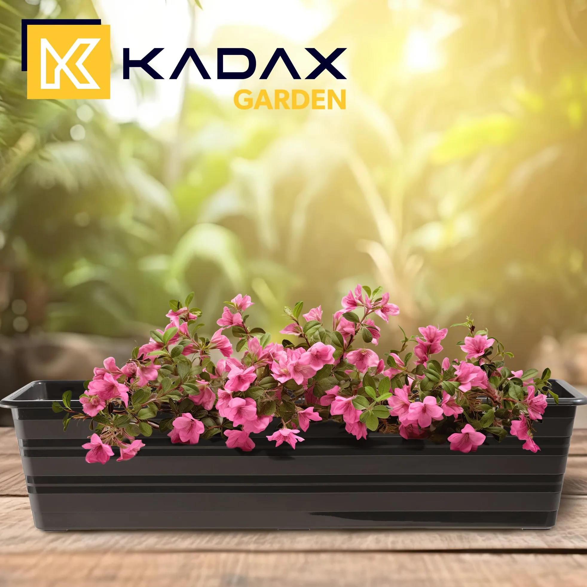 KADAX Juego de jardineras de 6 x 60 cm, color antracita, maceta para balcón de plástico, resistente a la intemperie, maceta, barandilla para flores