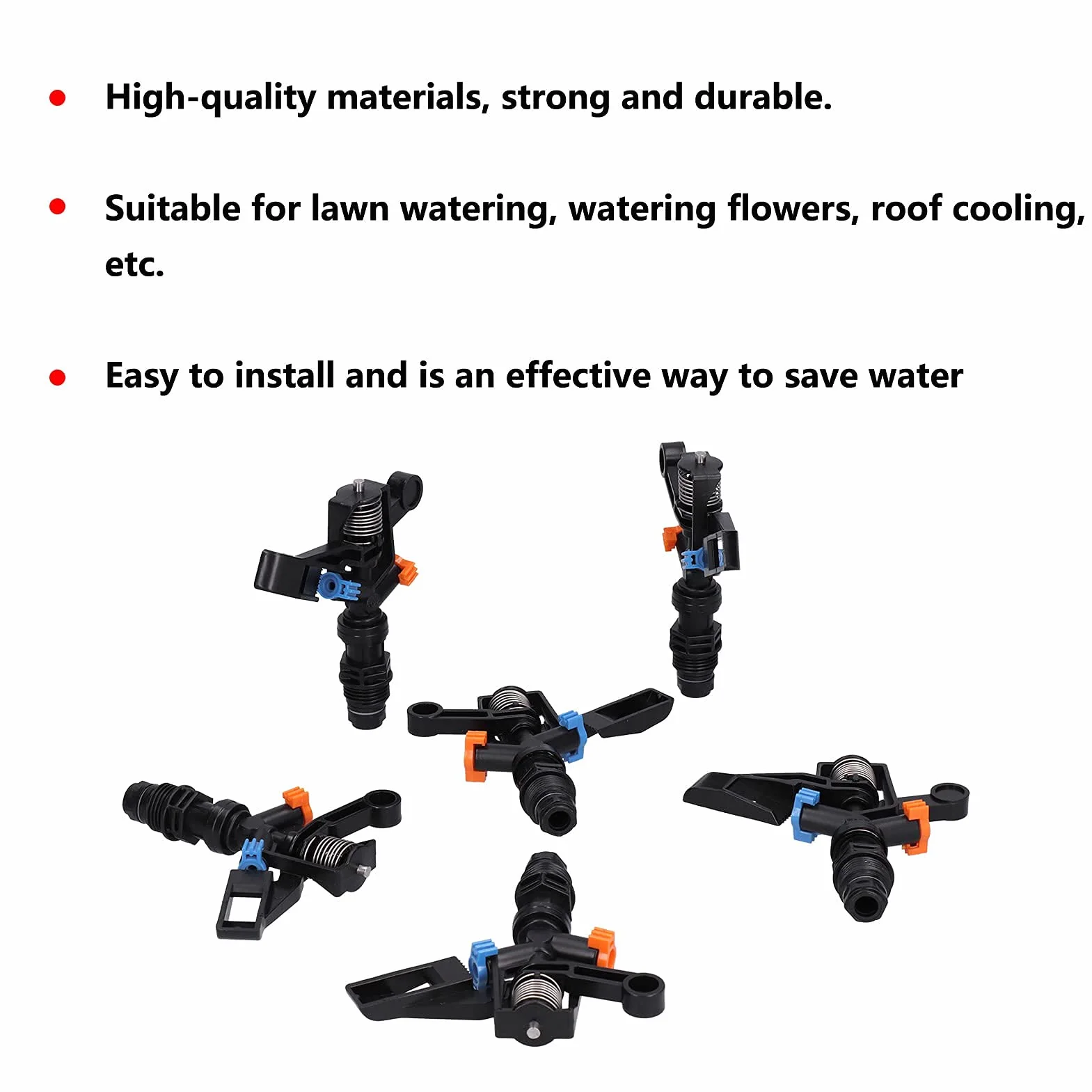 Aspersor de jardín, 10 aspersores de césped giratorios de 360 grados G1/2 con rosca macho, sistema de riego de patio para una gran cobertura de área