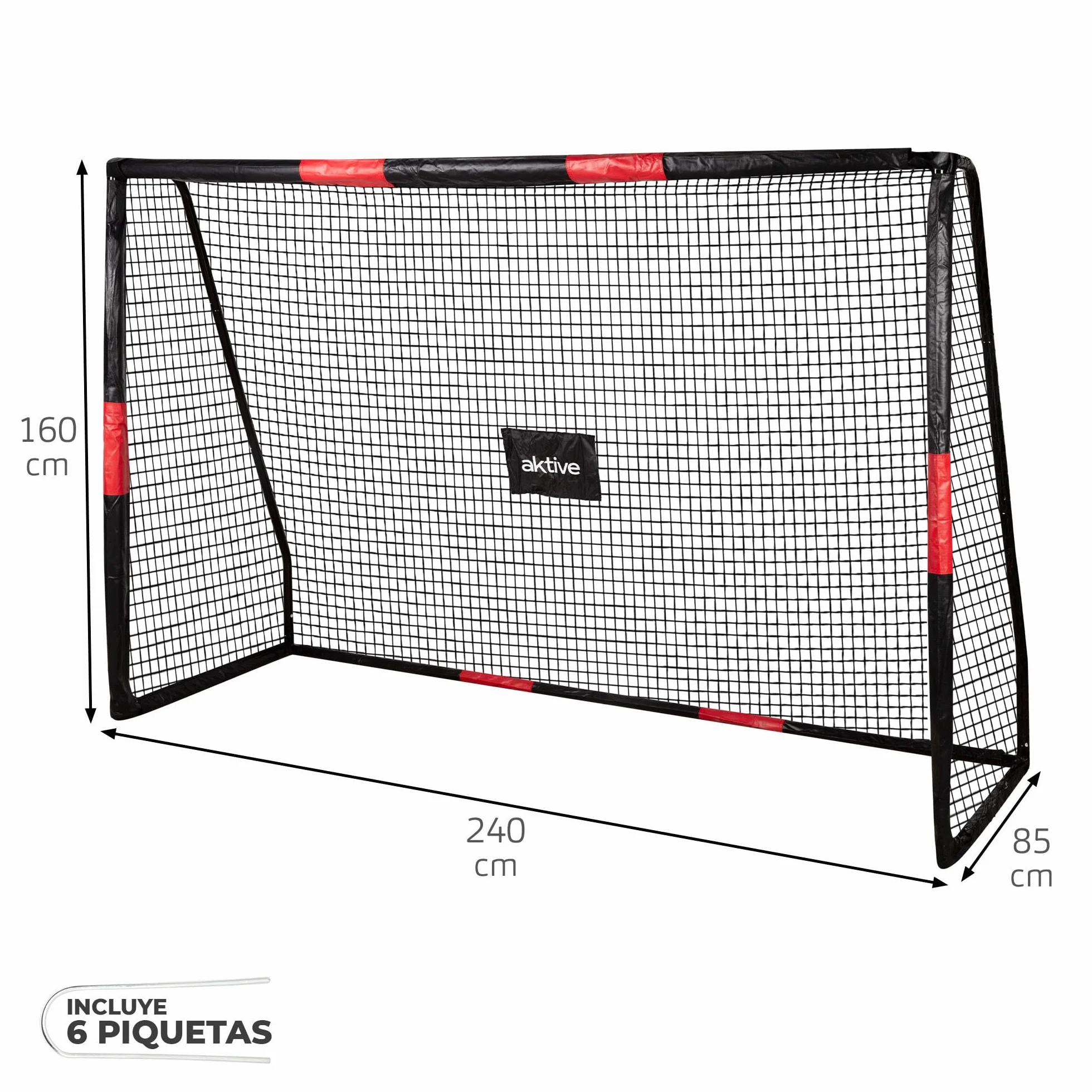 Portería de fútbol de Acero Desmontable con Red de Poliéster AKTIVE 54304
