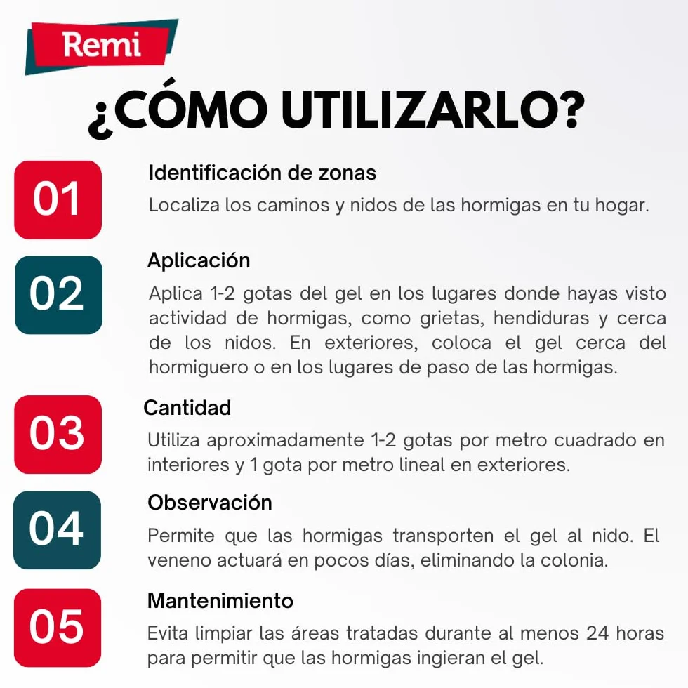 Remi Hogar Gel Hormigas Plus | Gel Insecticida Antihormigas en Jeringa | Cebo Insecticida Listo para Usar | Elimina Hormigas y el Hormiguero | Uso Interior | Alta Eficacia | Uso Doméstico