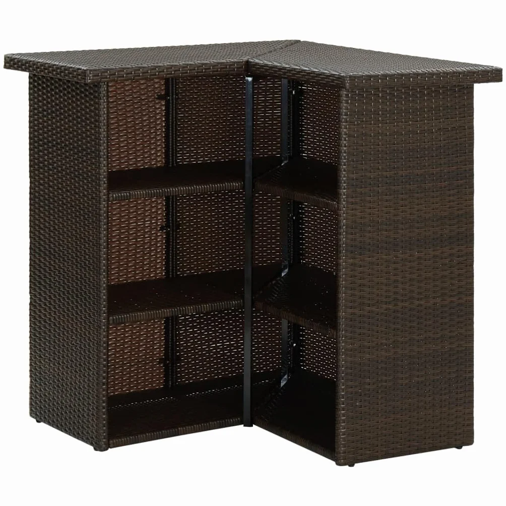 vidaXL Set de Bar para Jardín 4 Piezas y Cojines Asiento Silla Mesa Patio Terraza Barra Bistró Muebles Mobiliario Ratán Sintético Marrón