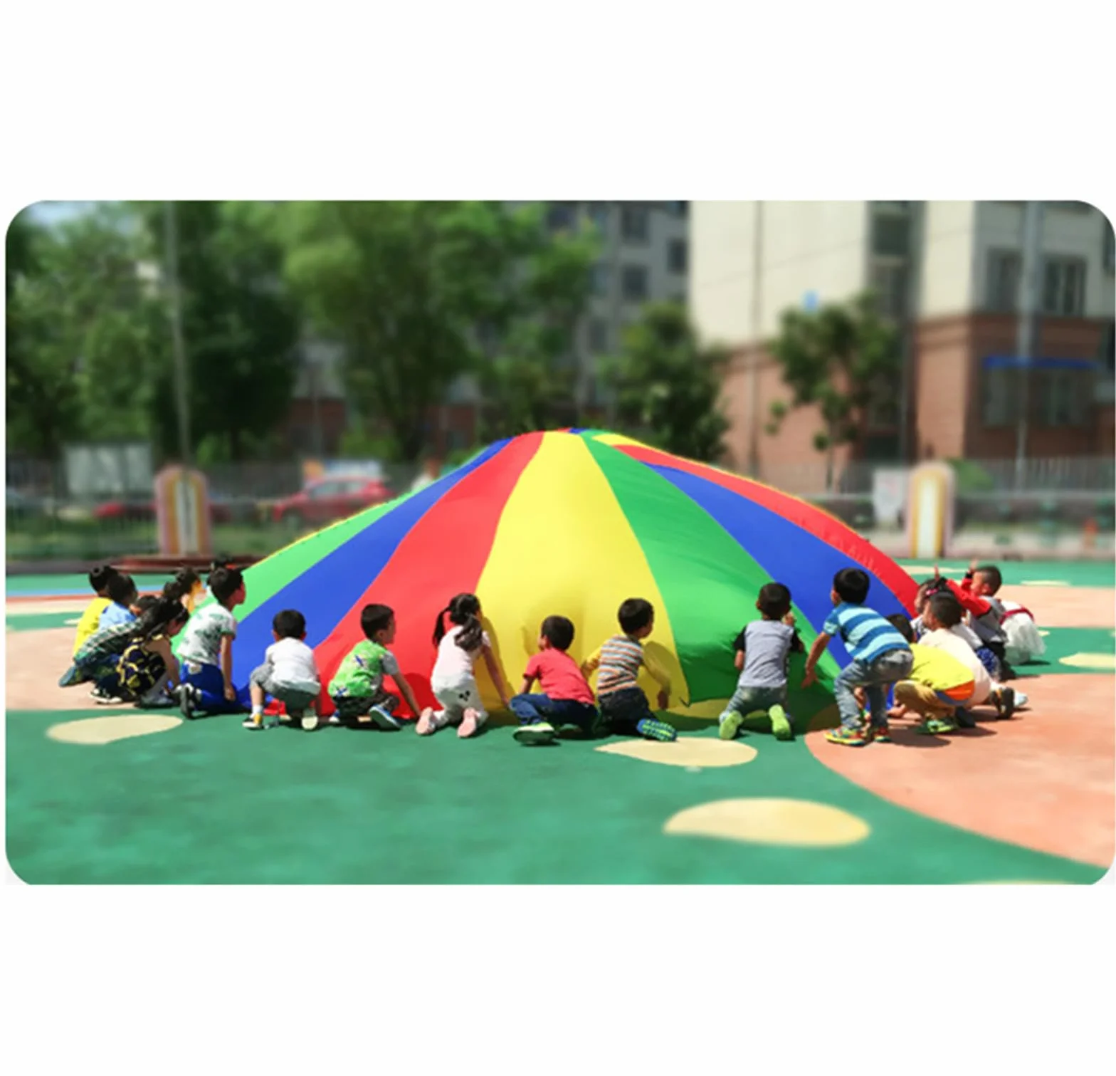Paracaídas de Color Arcoiris para Niños Juego Actividades Deportivas Fiestas Ejercicios Grupo (2m)
