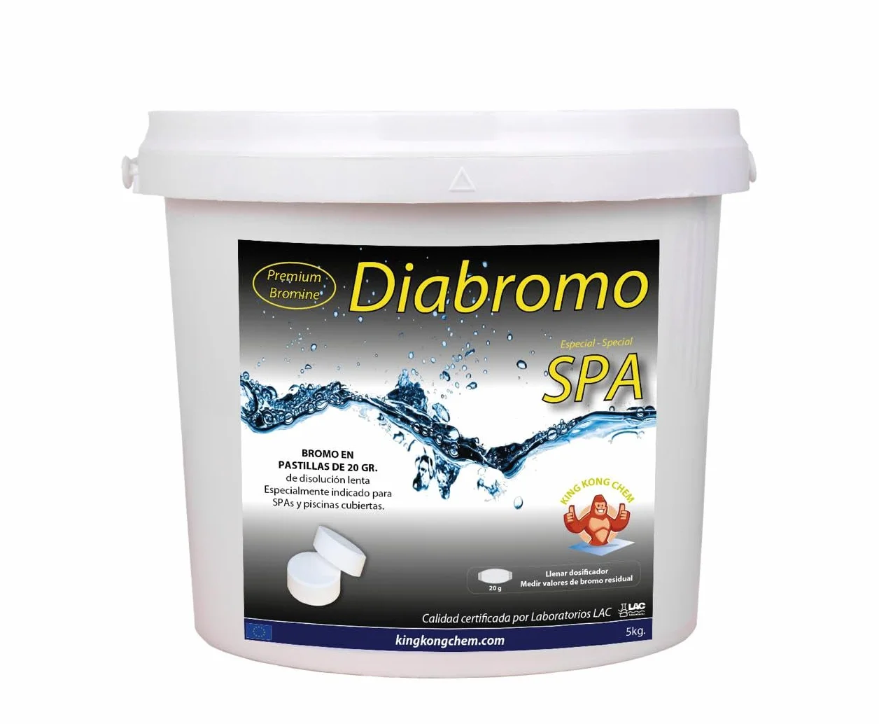 Diabromo 5 kg - Bromo Desinfectante para SPA y Piscinas Cubiertas - Pastillas de 20 Gramos