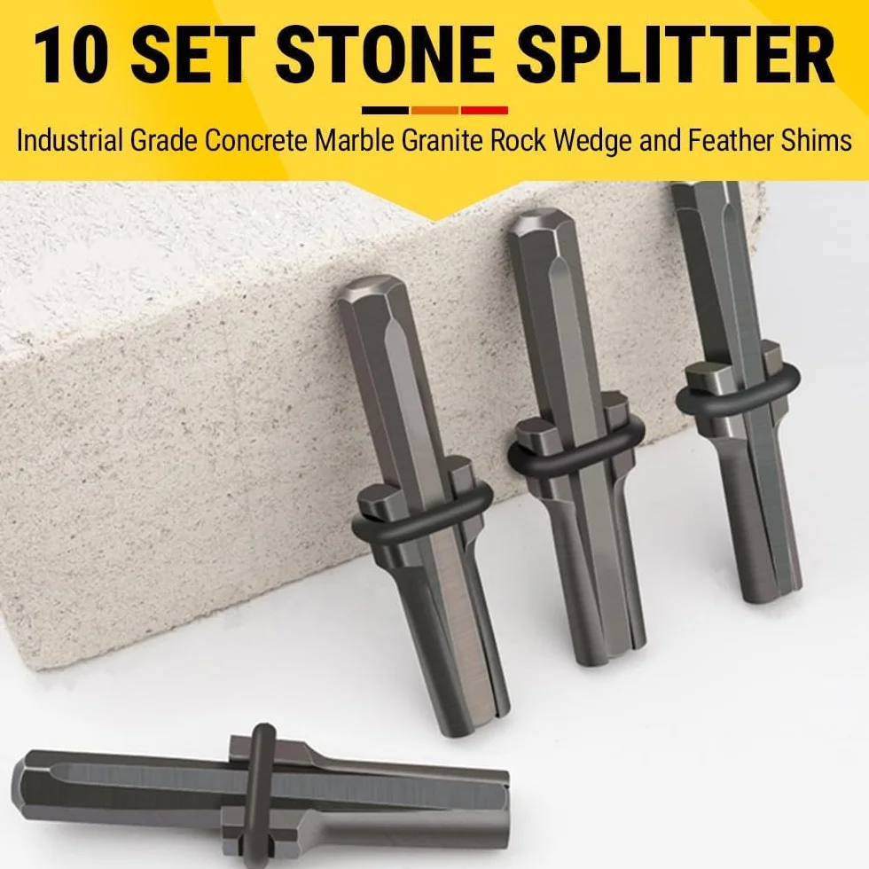 Cuñas Piedra 10 piezas Cuña Leña 16mm Divisor de Piedra Herramienta Divisora de Hormigón para Mármol Granito Roca