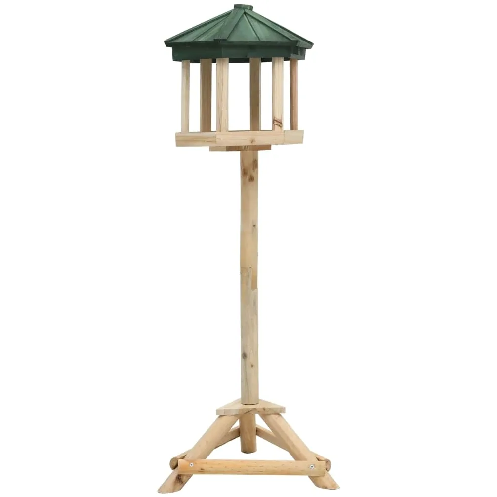 Comedero para pájaros con soporte de madera maciza de abeto, 33 x 110 cm, resistente a la intemperie, para uso durante todo el año, estable comedero para pájaros de jardín, incluye soporte