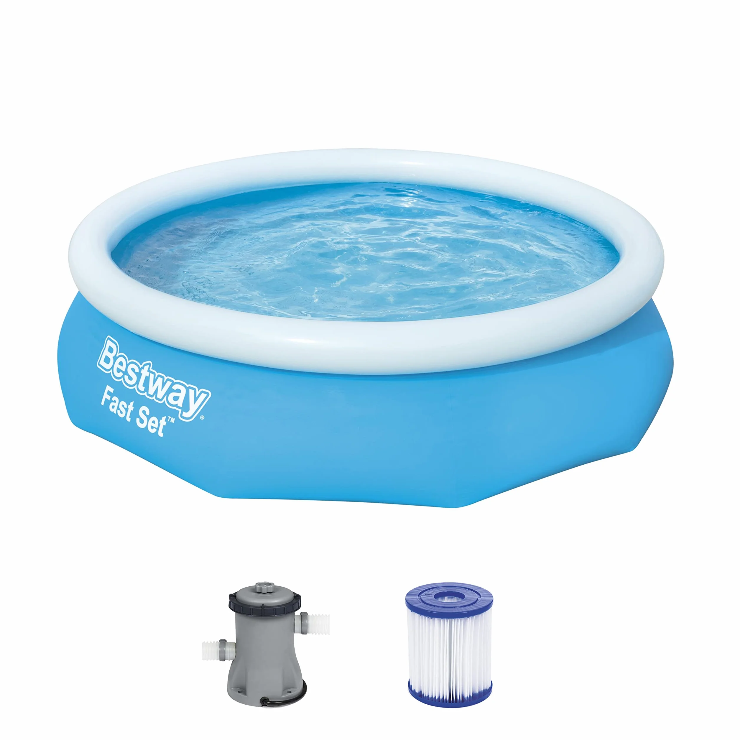 Bestway Fast Set Juego de Piscina con Bomba de Filtro, Azul, 305 x 76 cm