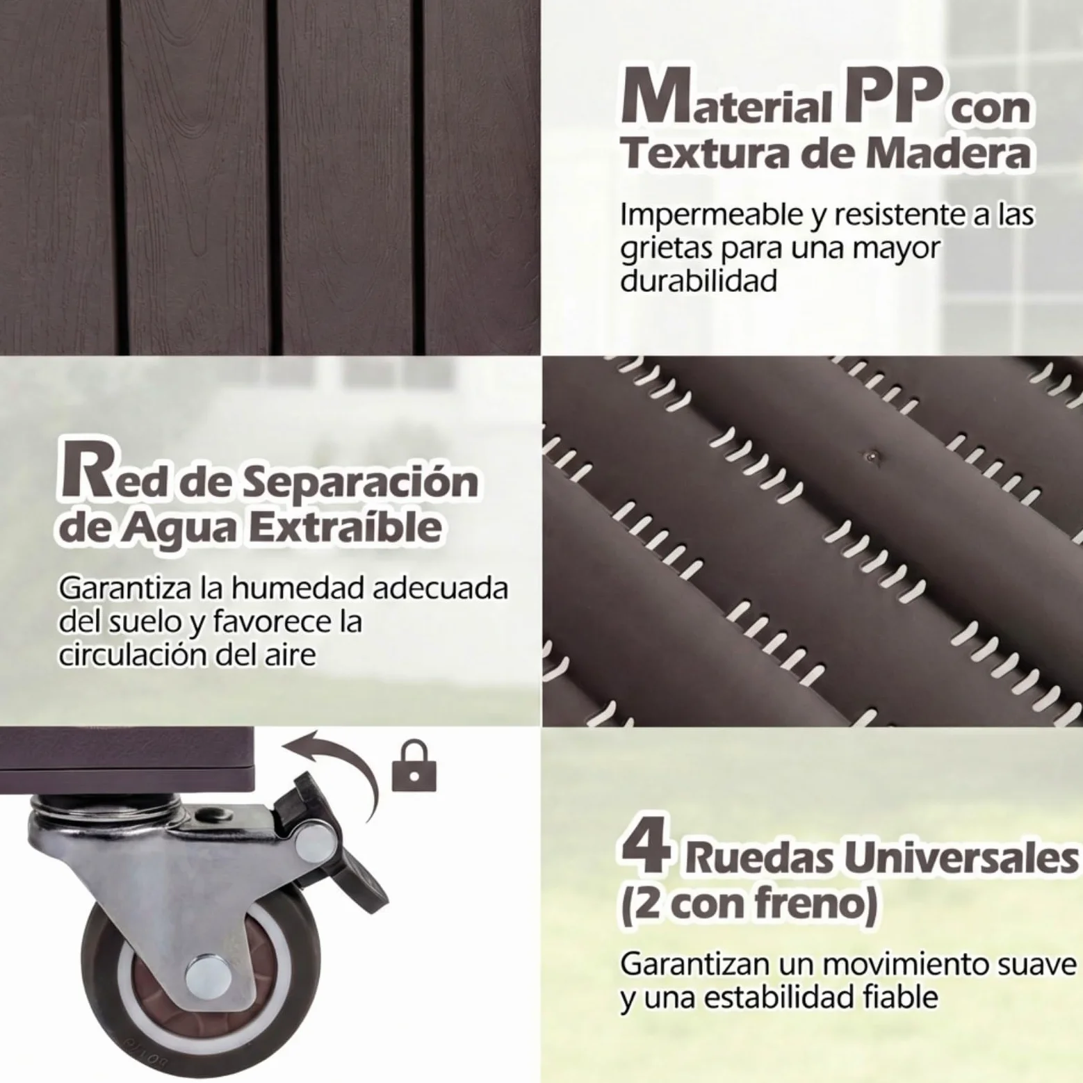 COSTWAY Huerto Urbano Elevado Mesa de Cultivo con Ruedas, Caja de Planta Divisible con Monitor de Agua, Orificio de Drenaje y Estante para Verduras y Hierbas, para Cultivo Plantas Flores Verduras