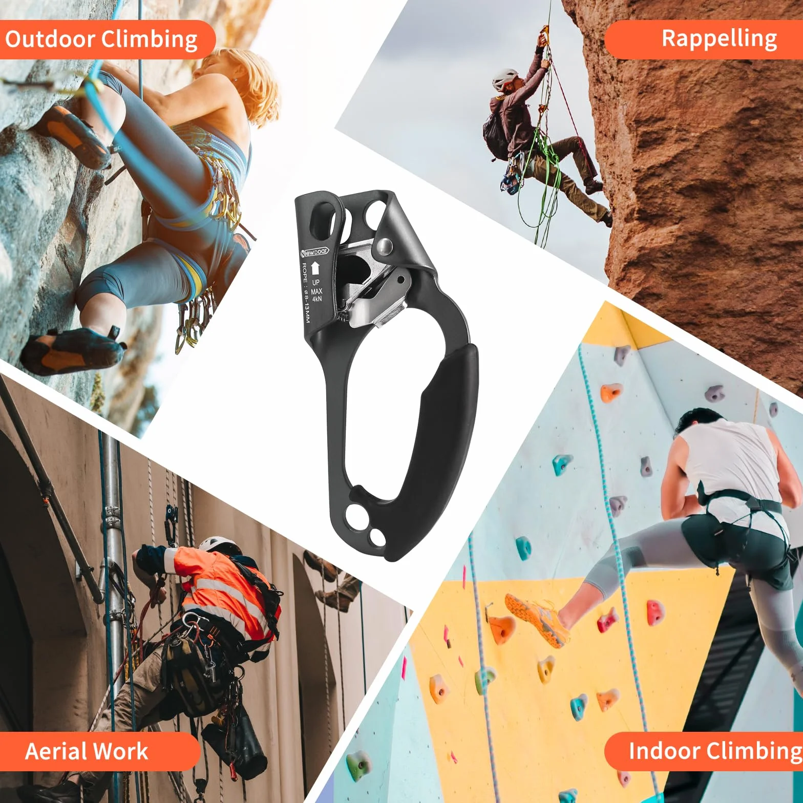 NewDoar Hand Ascender Rock Climbing Arborist Rappel Gear 8~12MM