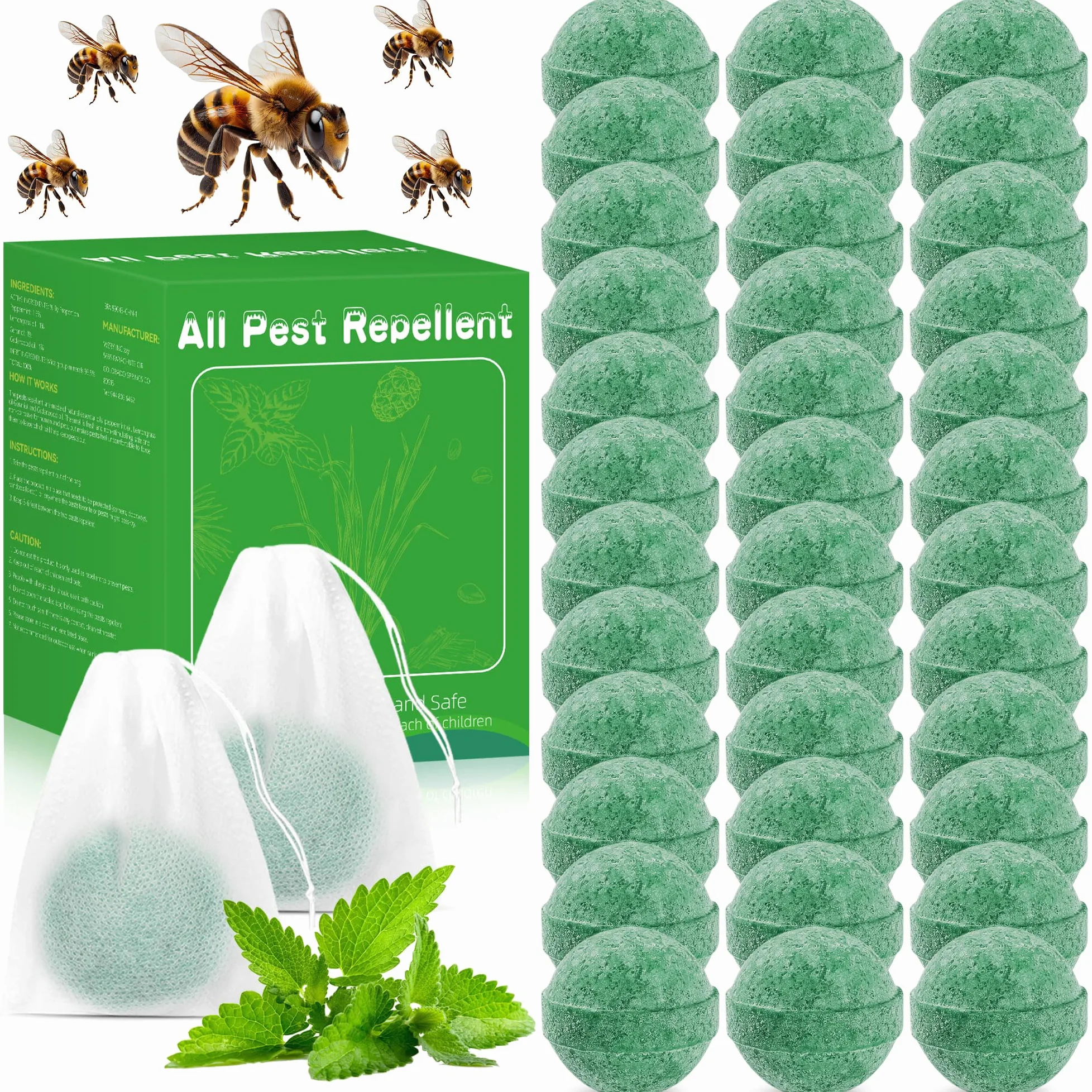 Paquete de 36 repelentes de avispas y abejas para exteriores, aceite de menta natural para chaquetas amarillas, avispas, disuasorio de avispas de barro para interiores y exteriores, seguro para