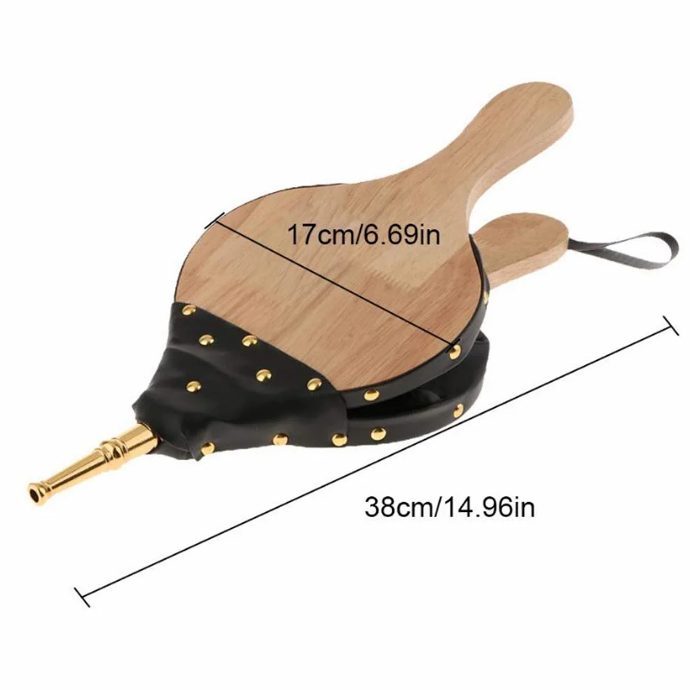 Fuelles, Soplador de Fuelle for Chimenea, Bomba de Fuelle Manual, Accesorios de Herramientas for Fuego de Barbacoa con Correa de Cuero Colgante, soplador de Aire de Madera