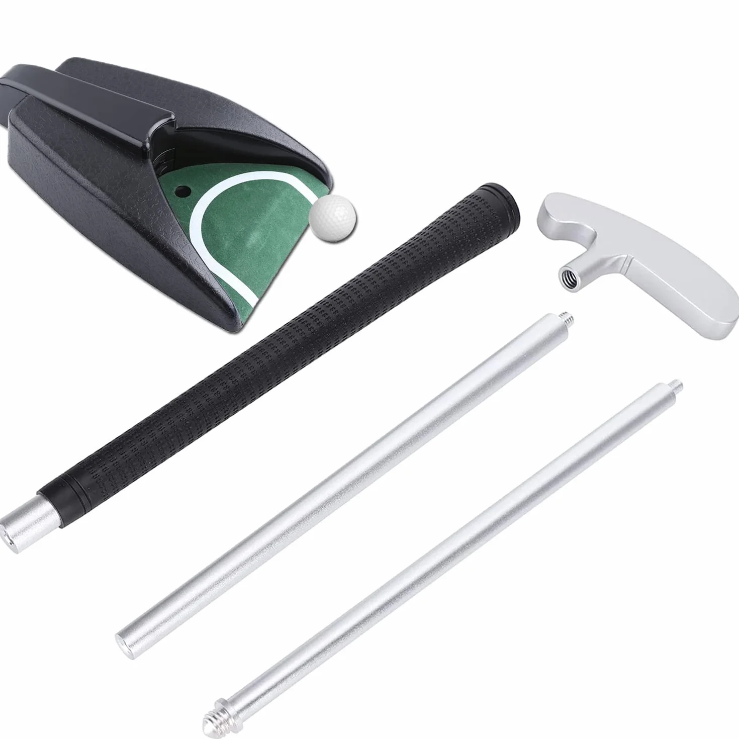 LEAGY Putter Portátil de Golf de Práctica de Viaje con Sistema de Retorno de Bola, Set de Putter con Estuche