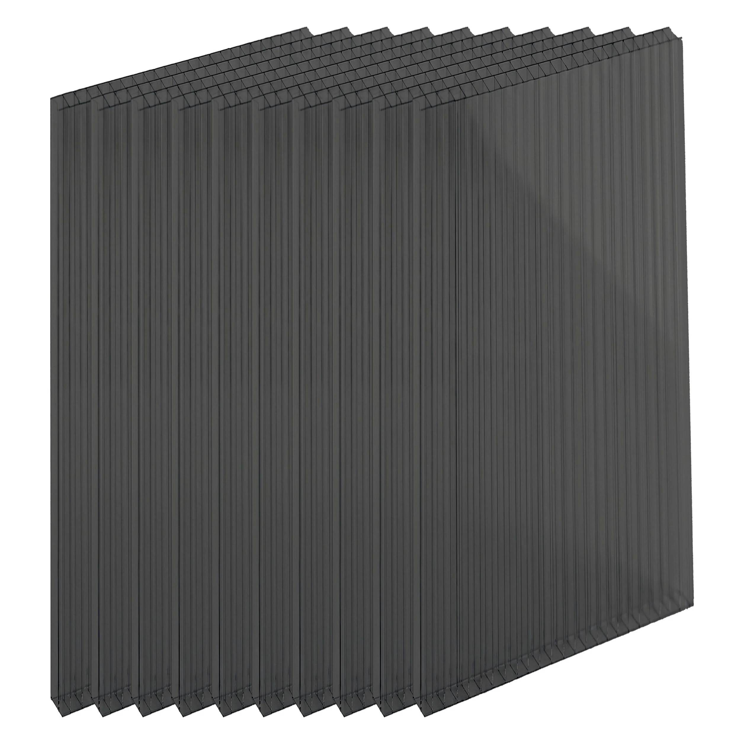 Relaxdays Juego de 10 Placas alveolares, 6 mm, para Invernadero, 121 x 60,5 cm, policarbonato, Antracita