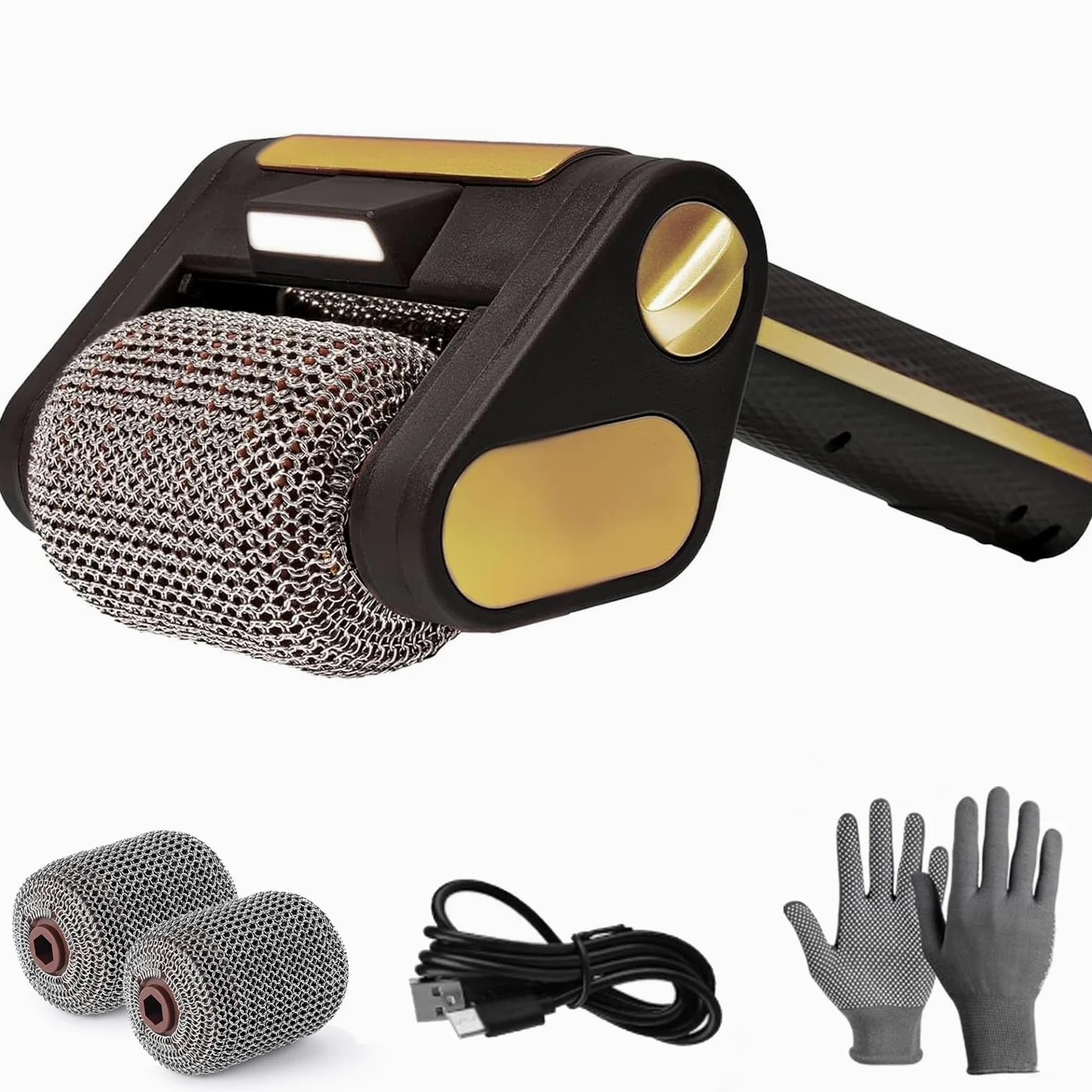 Cepillo eléctrico para parrilla, limpiador inalámbrico de parrilla de barbacoa con luz LED, rodillo de acero inoxidable de 350 rpm, herramienta de limpieza recargable sin cerdas para parrillas de