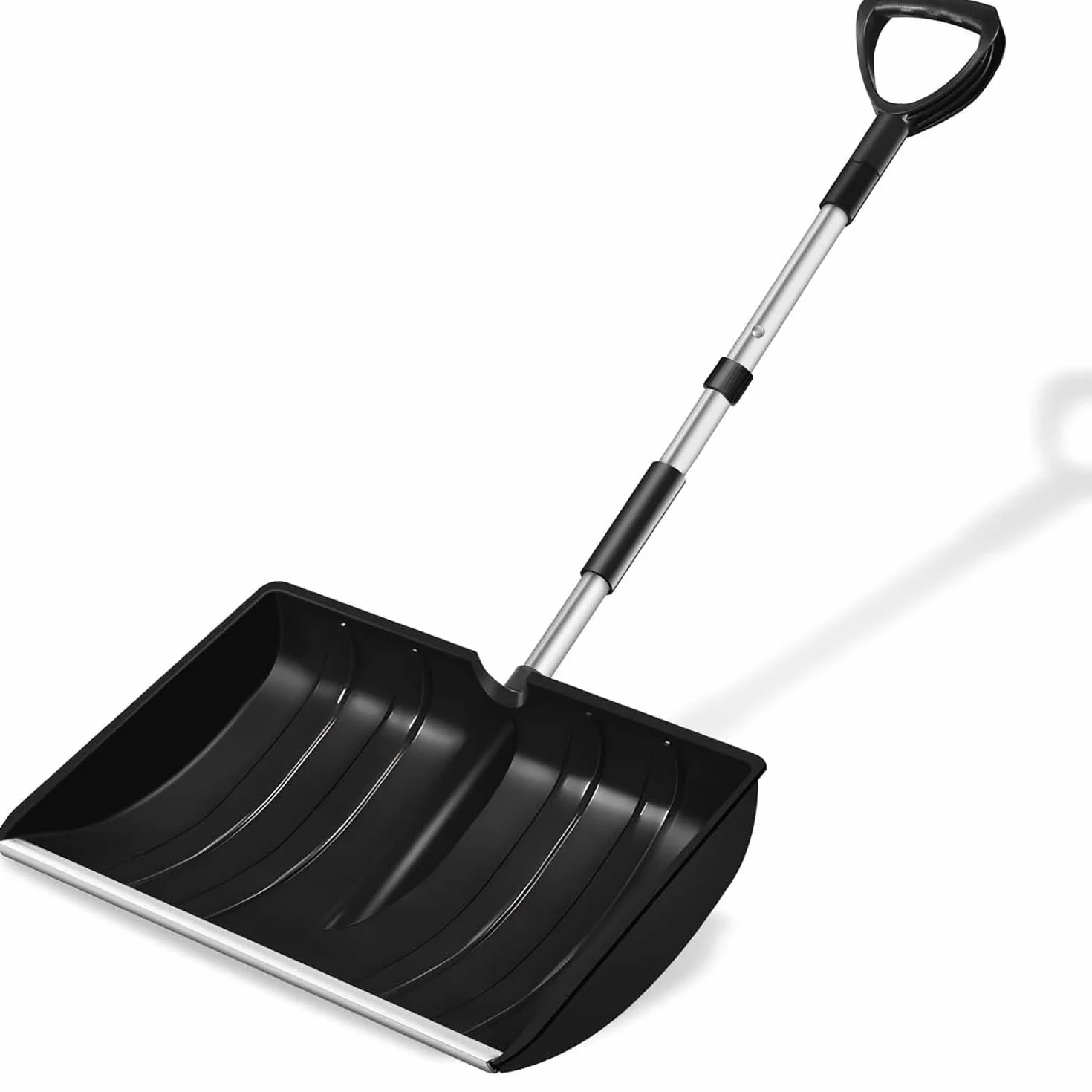 Pala de nieve extraíble grande, mango en D, 2026, para vehículo de jardín, camping al aire libre, negro oscuro