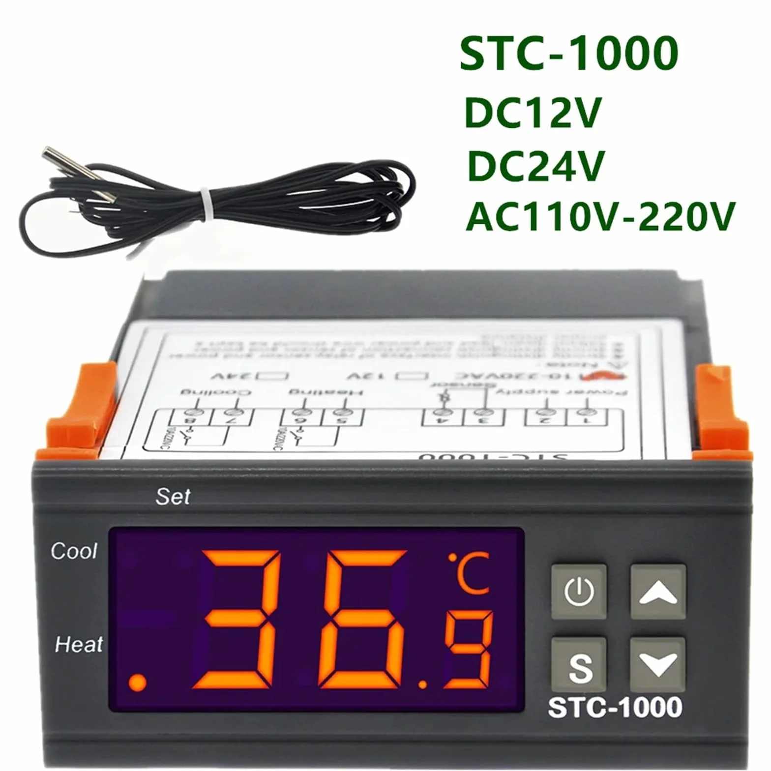 STC-1000 STC-3028 STC-3008 higrómetro Digital Controlador de Humedad termómetro Sensor Calentador refrigerador 24V/220V(STC-3008 AC110V-220V)