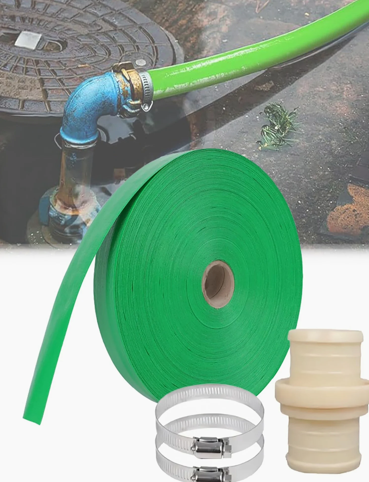 Manguera plana para un flujo de agua eficiente, tubo de descarga de 65 mm para riego de bomba de patio, estanque, piscina y jacuzzi, diseño duradero y flexible