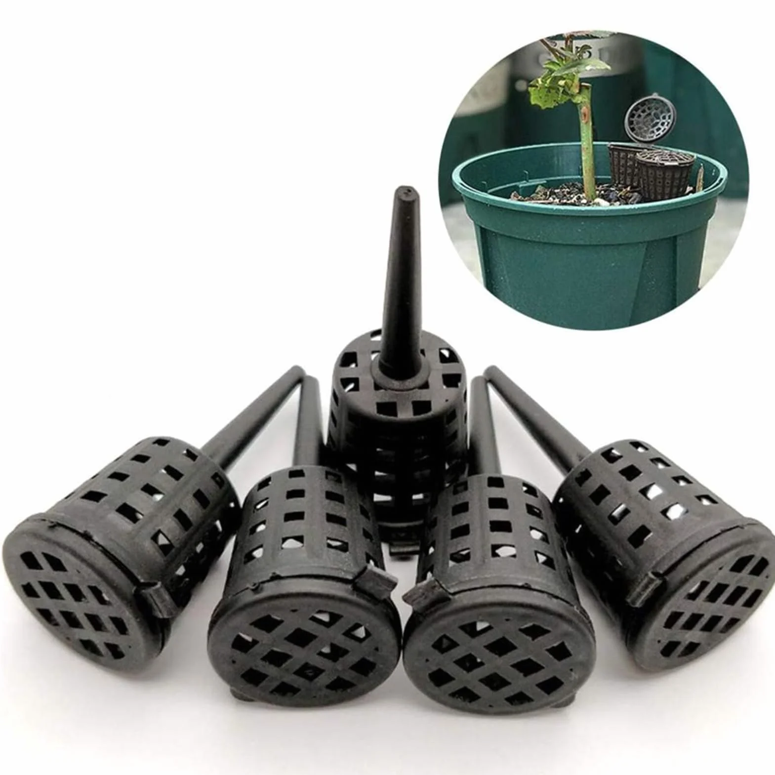 Cestas de abono para plantas con tapa | 10 unidades portátil lenta con tapa | Cesta fertilizante bonsái, para jardinería, casa, patio, jardín, patio, flores, albahaca