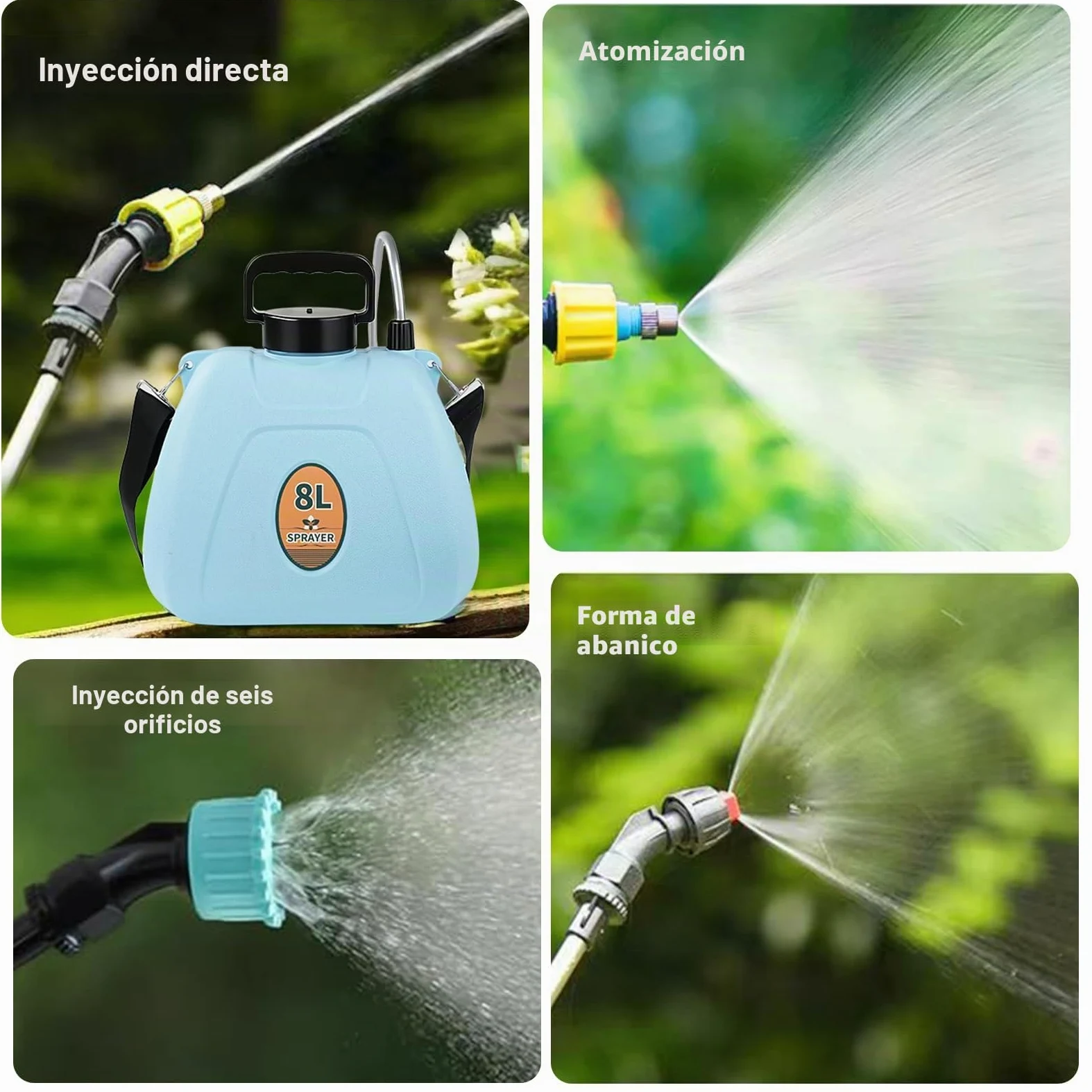 Nikou Pulverizador de Mochila a Presión, 8 litros Mochila Pulverizadora Eléctrico, con Correas de Hombro Ajustables para Horticultura, Silvicultura, Agricultura