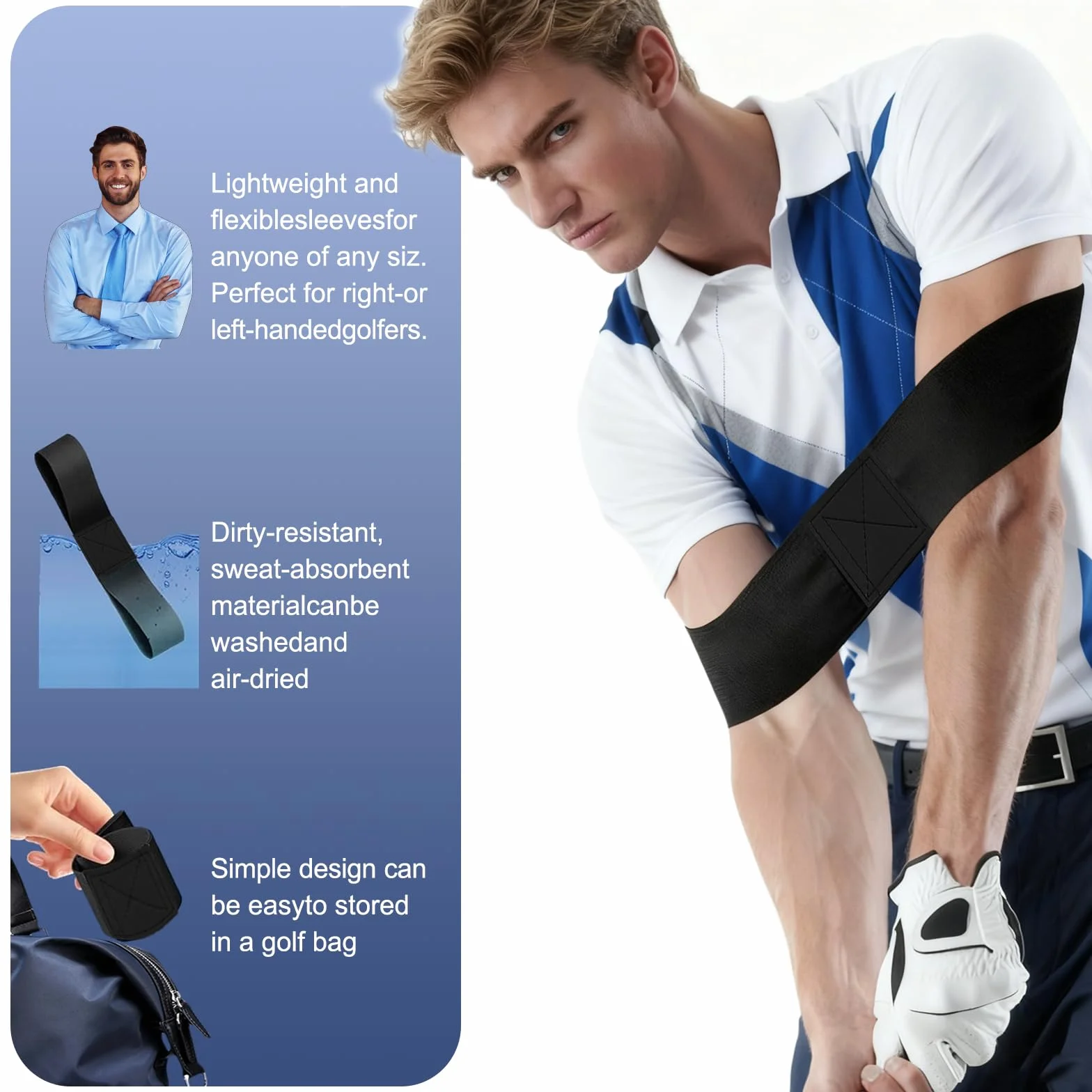 Bandas Brazo Entrenamiento Swing Golf, Corrector Postura, Bandas Elásticas para Swing de Golf, Adecuado Principiantes, Mejorar Postura Swing