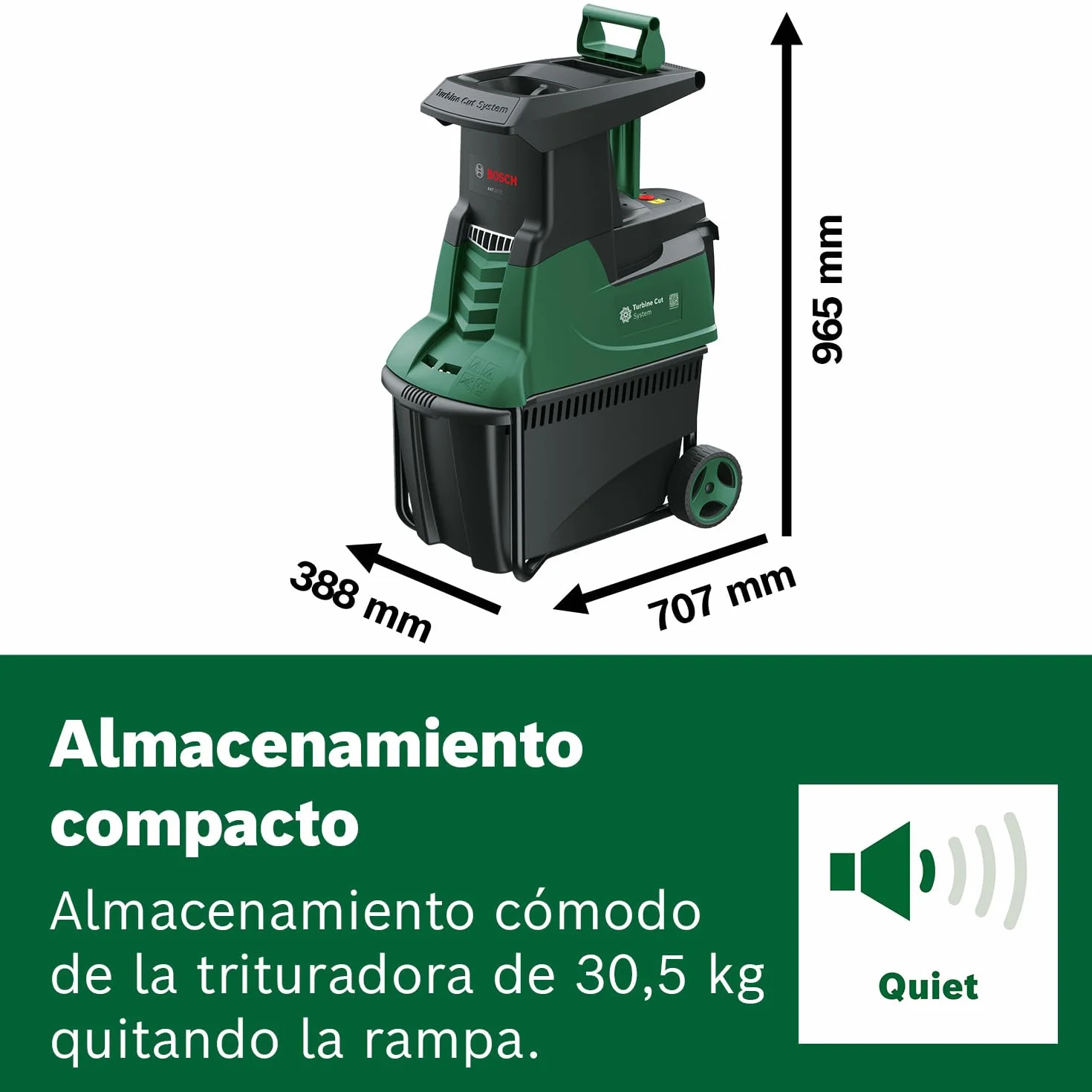 Bosch desmenuzadora de jardín con turbina AXT 25 TC (2500 W; apta para madera y residuos duros de jardín; incluye guantes de jardín; caja de recogida integrada de 53 L; en embalaje de cartón)
