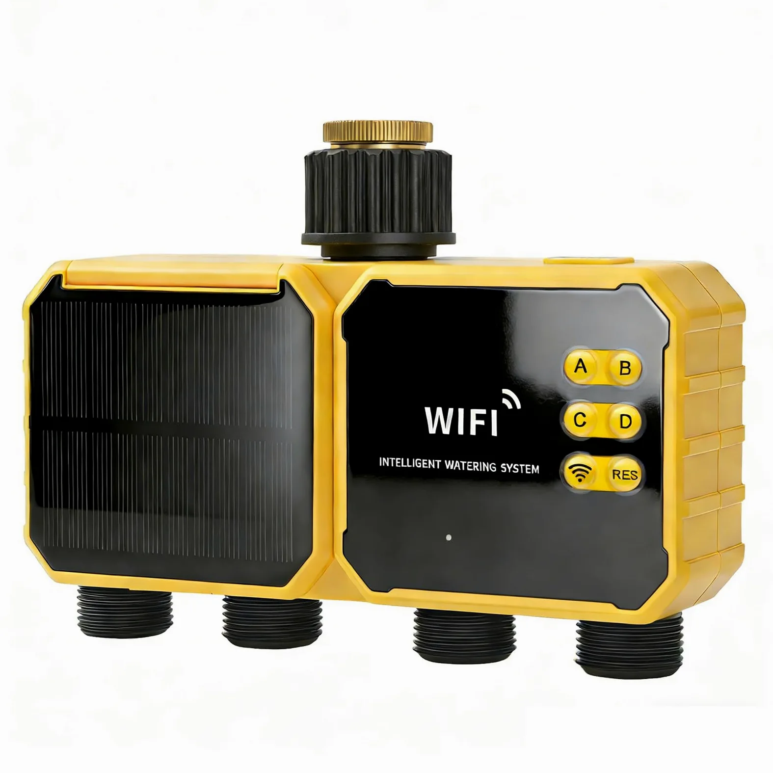 Goshyda Temporizador de Riego Inteligente con Sensor de Lluvia, Controlador de Válvula de Agua con Energía Solar, de Riego de Jardín Fácil de Usar para Patio Exterior, Control WiFi