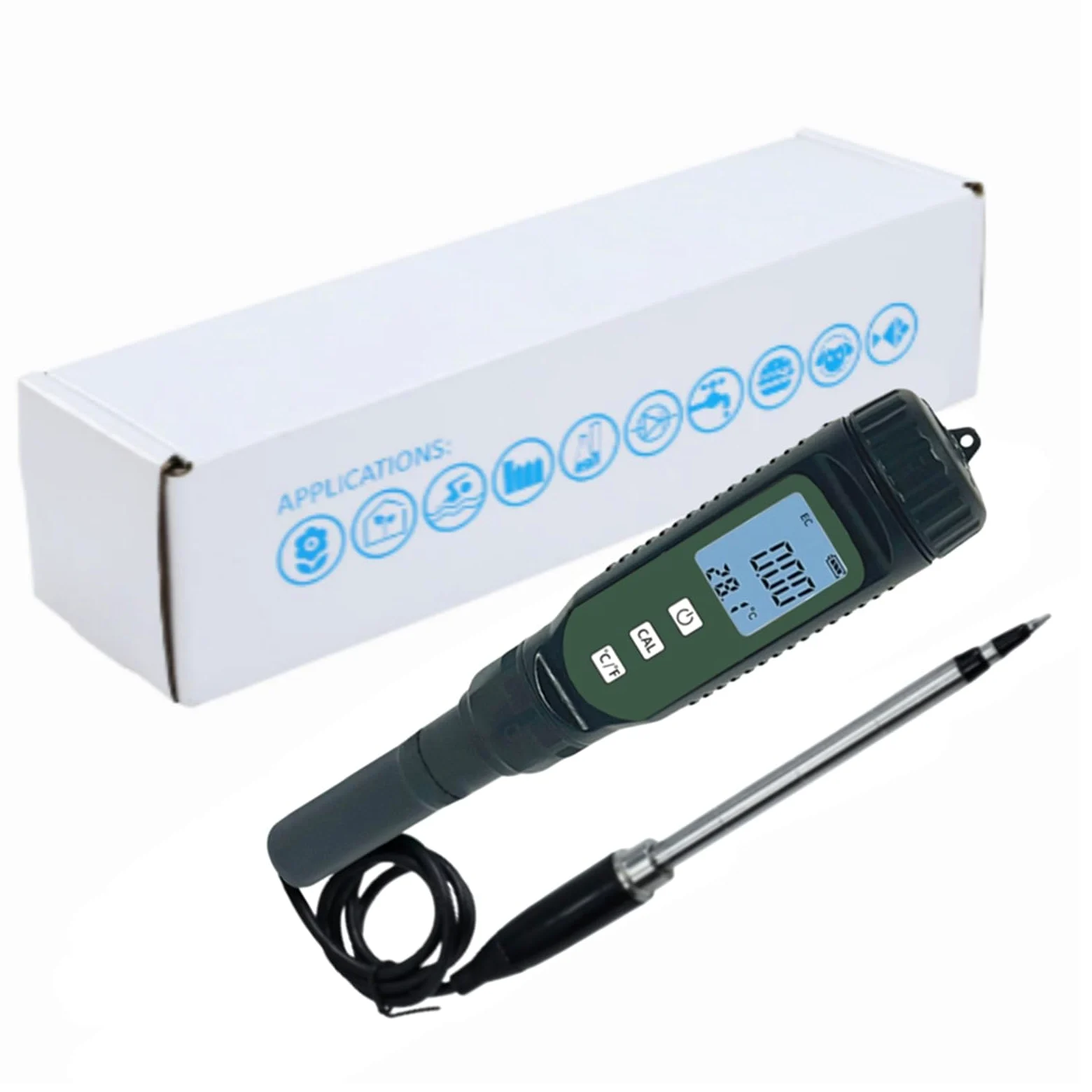 Medidor de conductividad del suelo con pantalla LCD para temperatura, ideal para probador de jardinería agrícola